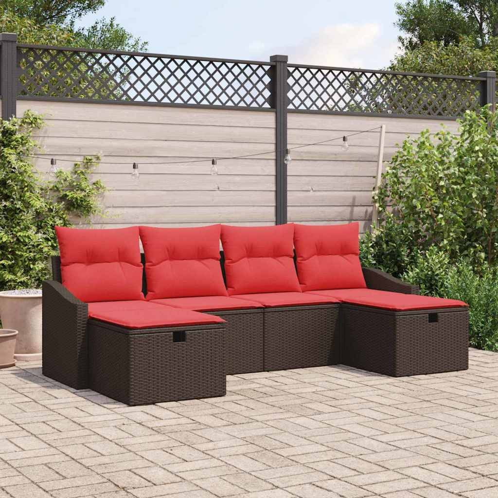 vidaXL Gartenlounge-Set Gartensofa-set 6 Stk. Poly-Rattan, (6-tlg)