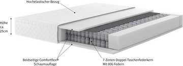 Boxspringmatratze Meike, Malie, 25 cm hoch, und weitere Größen, Matratze H2, H3