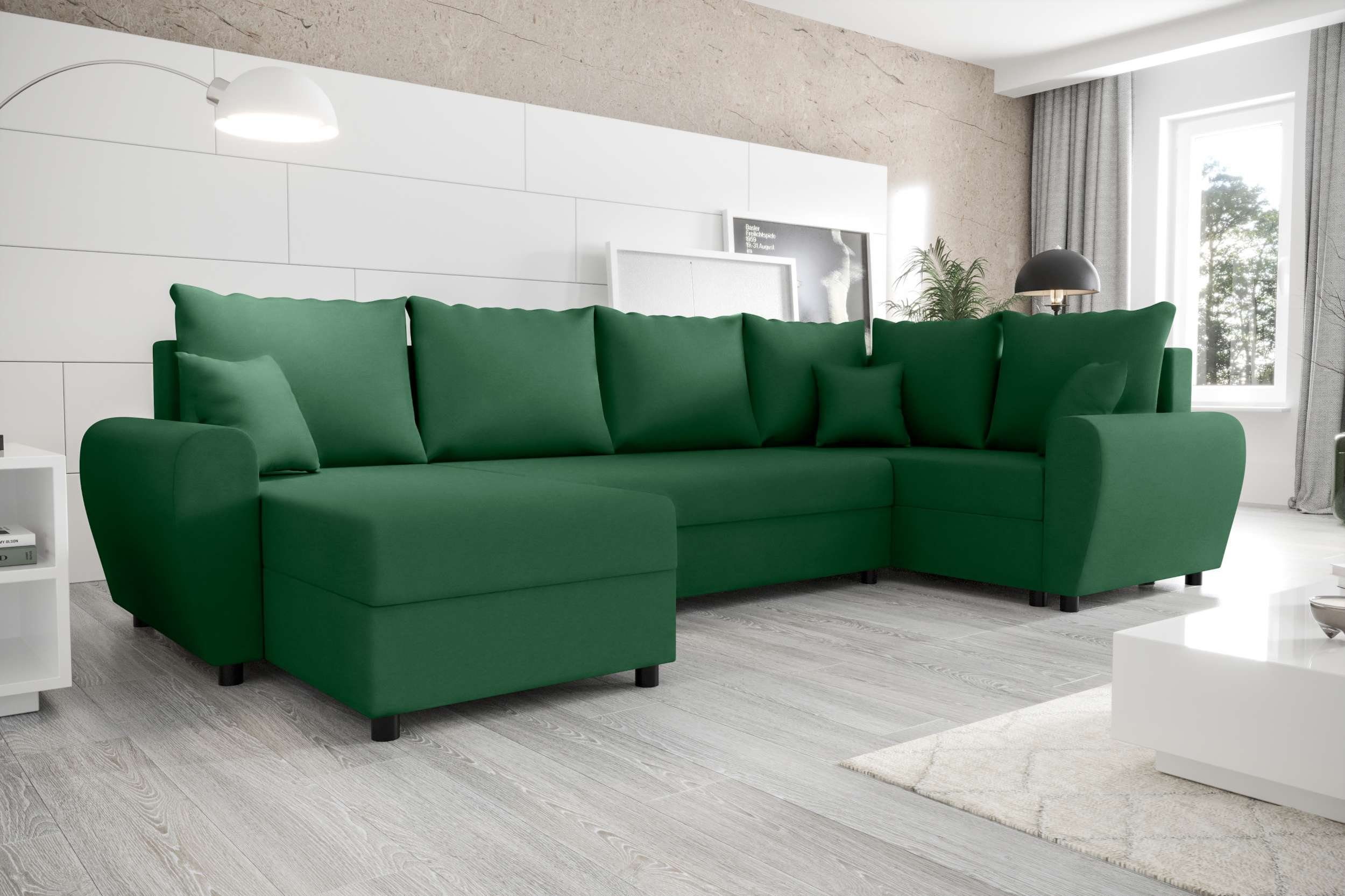Sofa, Sitzkomfort, Stylefy Bettkasten, Haven, mit mit Eckcouch, U-Form, Modern Bettfunktion, Design Wohnlandschaft