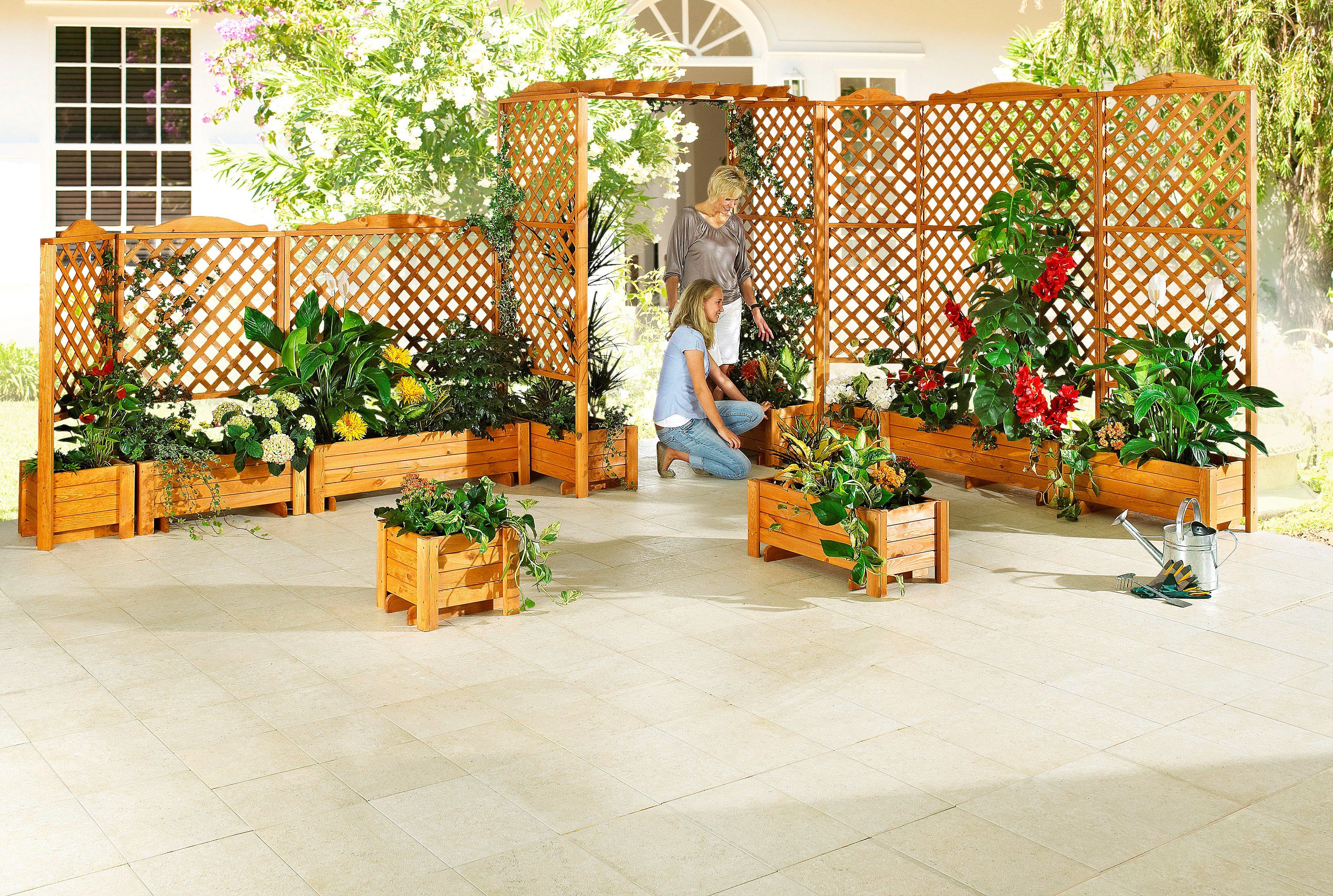 promadino Rosenbogen »Pergola Romantica«, BxTxH: 216x80x211 cm, mit 2 Pflanzkästen