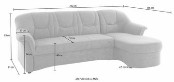 DOMO collection Ecksofa Sarafina L-Form, wahlweise mit Bettfunktion, optional mit Federkern