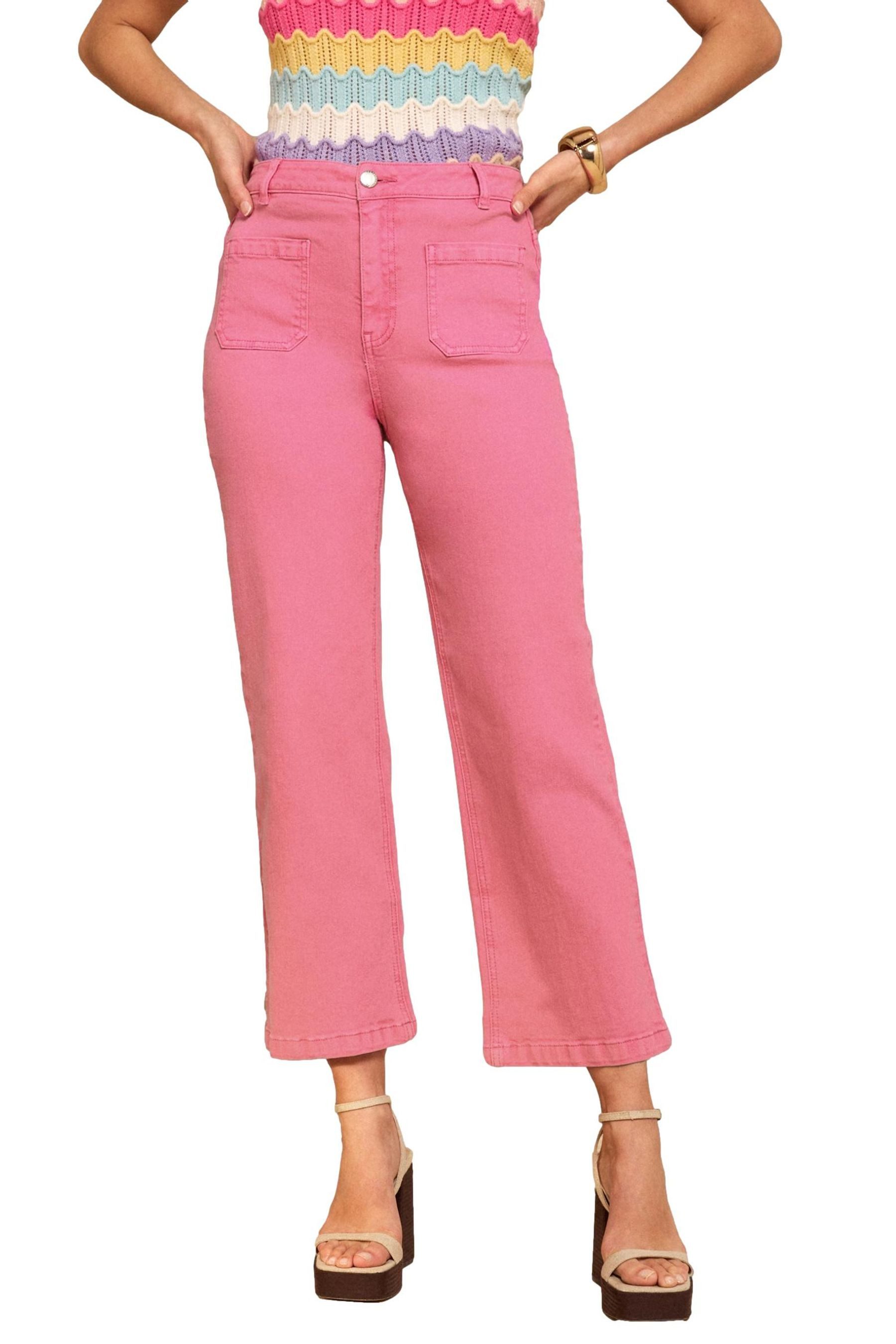 Love & Roses Straight-Jeans Love & Roses Cropped-Jeans mit weitem Bein Regular (1-tlg)