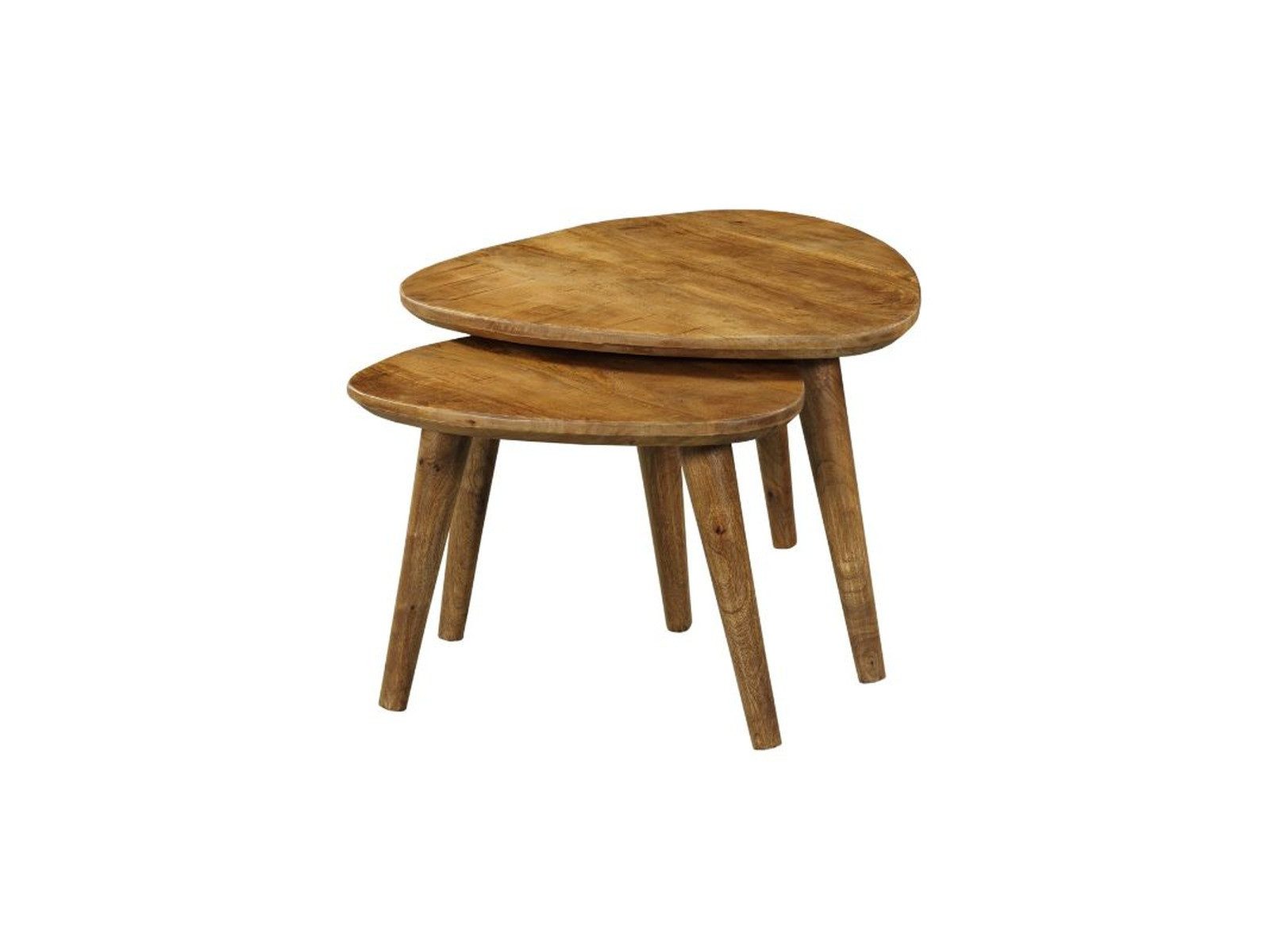 Villa Möbel Couchtisch Dakota (Set, 2-St., 2er-Set), 2er-Set Massivholz Mangoholz mit dreieckiger Form und Holzbeinen