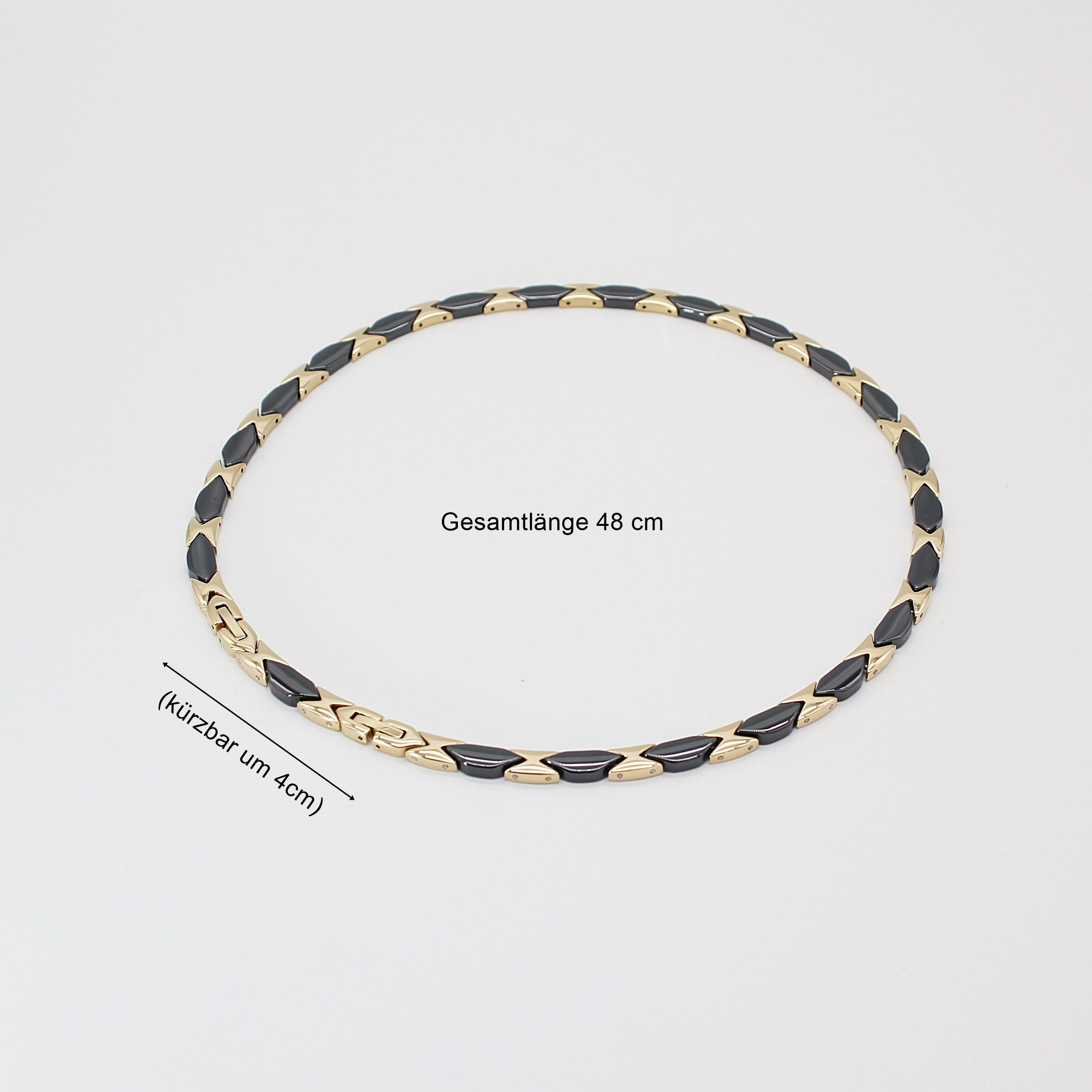 ELLAWIL Collier Klassisches Basic Collier aus Keramik und Edelstahl Schwarz / Gold (Kettenlänge 48 cm), inklusive Geschenkschachtel