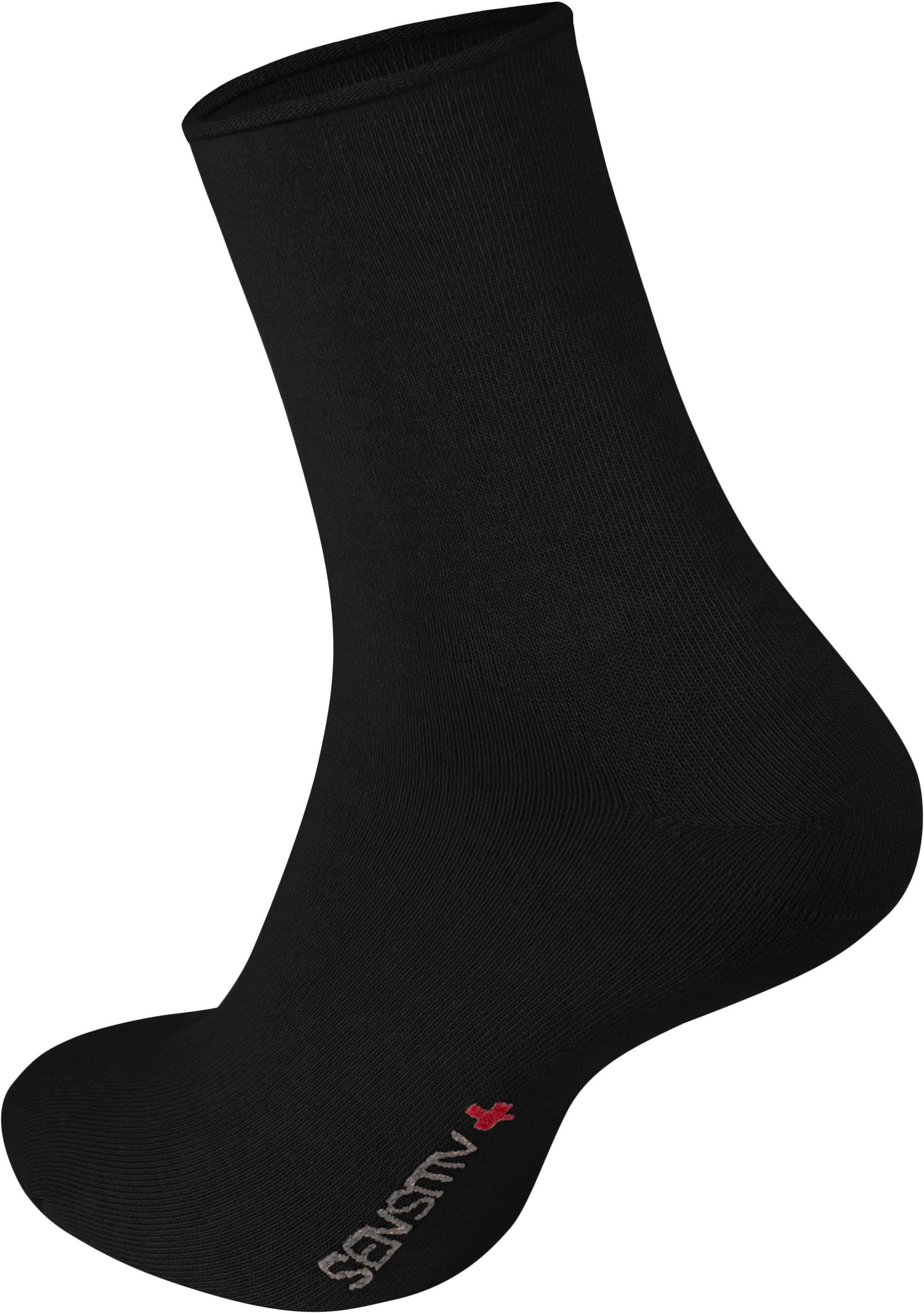 Fußgut Gesundheitssocken Sensitiv Elegant Socken Rollbund Weitschaft, (1-Paar) schwarz XXL