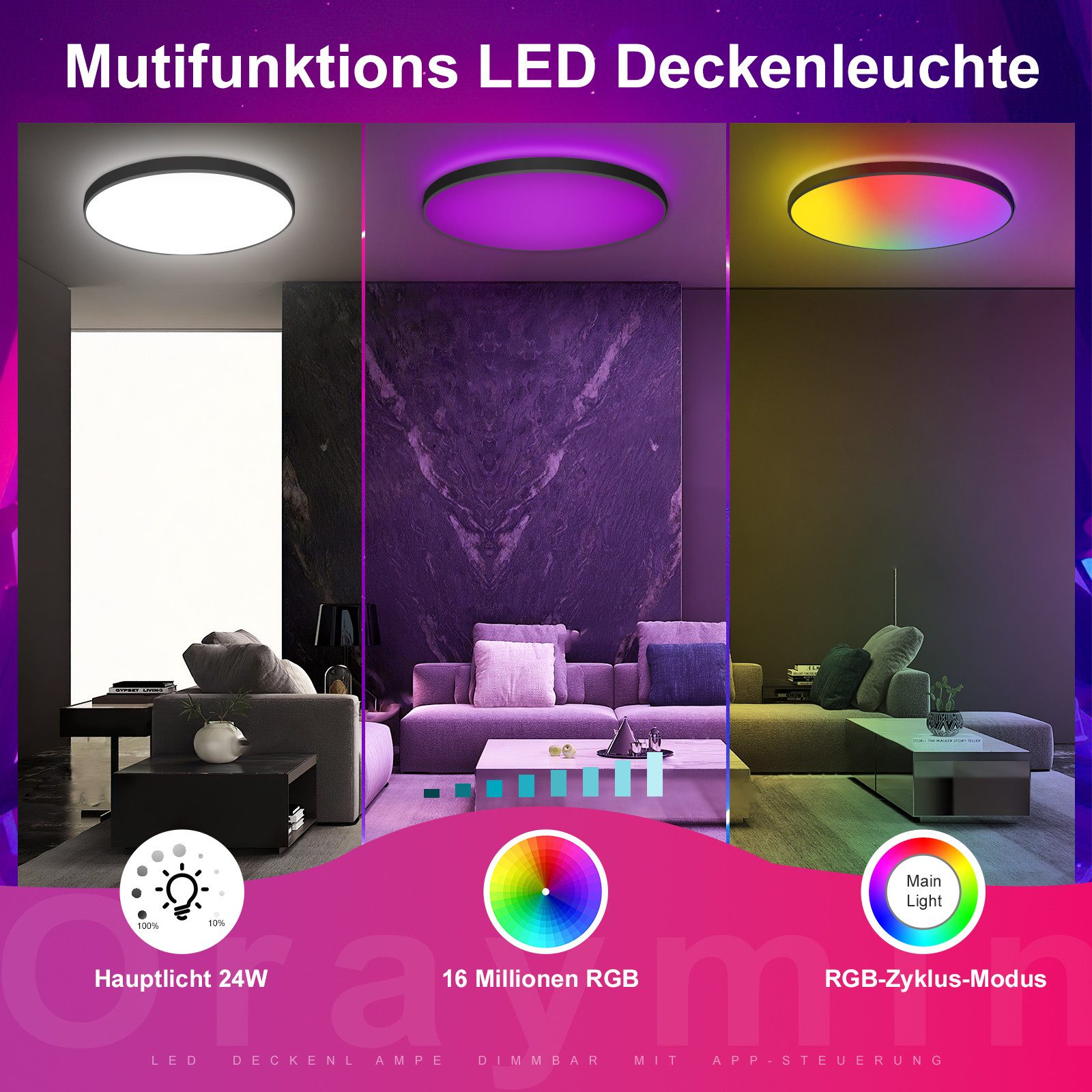 Oraymin Deckenleuchte RGB IP44 – Smart günstig online kaufen