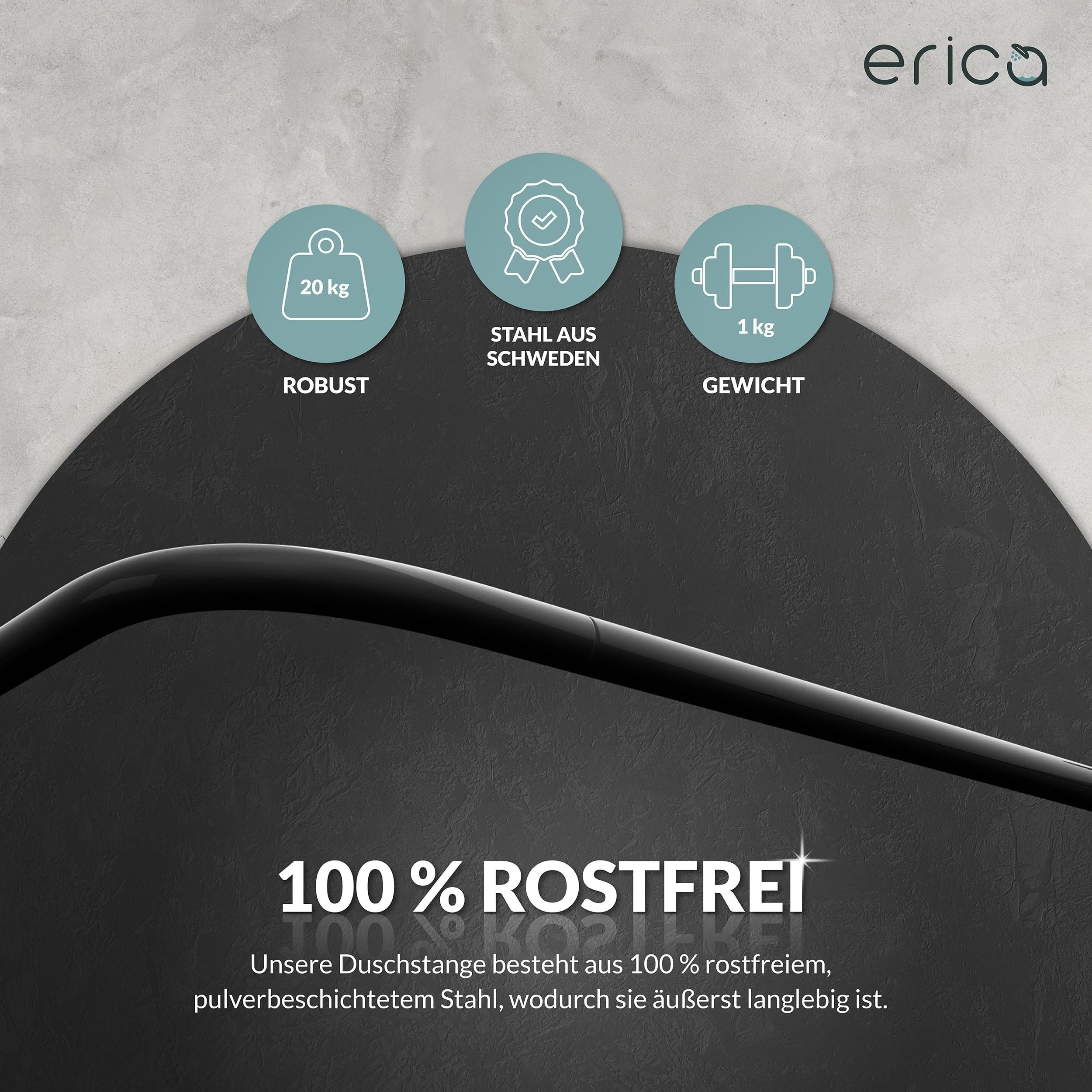 Erica Duschvorhangstange L-Form - Verstellbar - 70x90, 70x160 oder 90x140 cm, Für Badewannen geeignet, Über Eck, Rostfrei – Bild 4 von 5