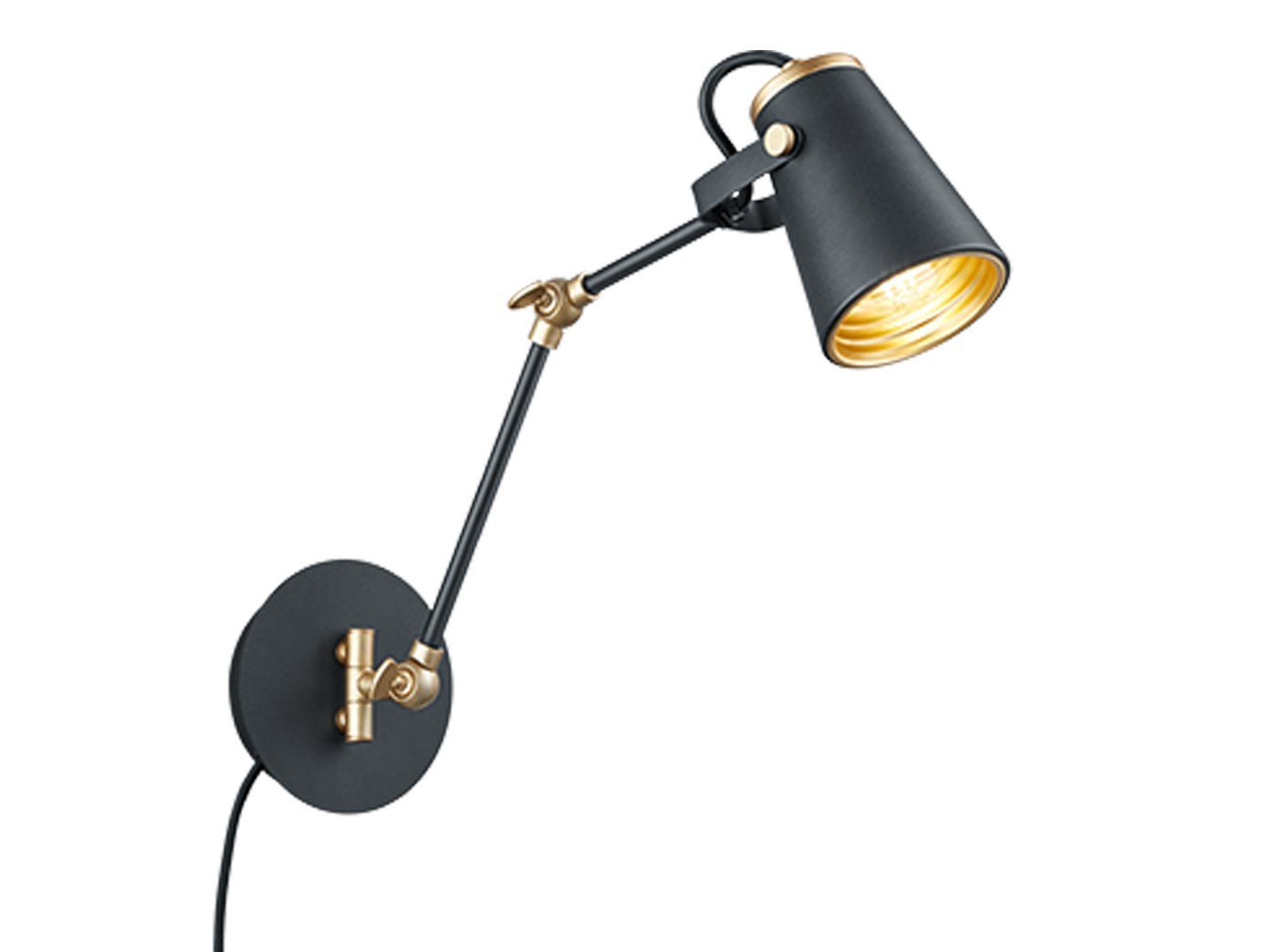 Gelenk-arm, Wandleuchte, Gold-en Schwarz meineWunschleuchte 25cm Warmweiß, wechselbar, mit LED Wand LED Leselampe schwenkbare Höhe