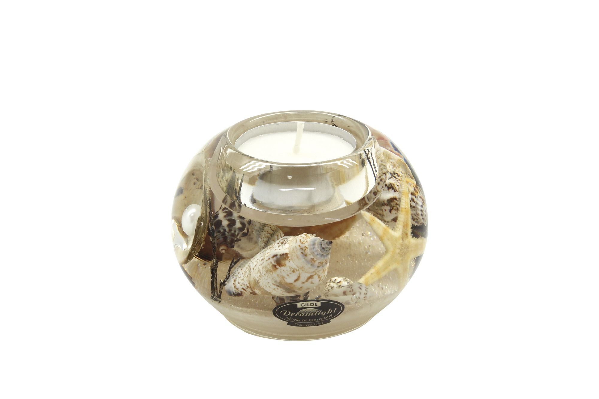 GILDE Teelichthalter Dreamlight, Höhe: 6cm, Farbe: Naturfarben, Motiv: Muscheln