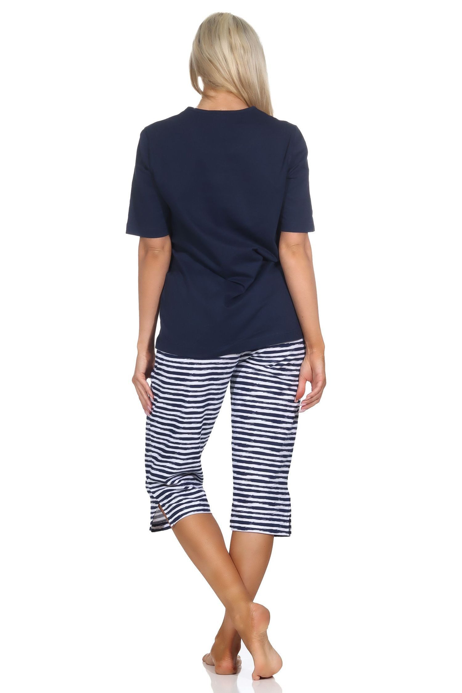 Normann Pyjama Damen kurzarm Capri Schlafanzug in maritimer Optik -auch in Übergröße – Bild 4 von 5