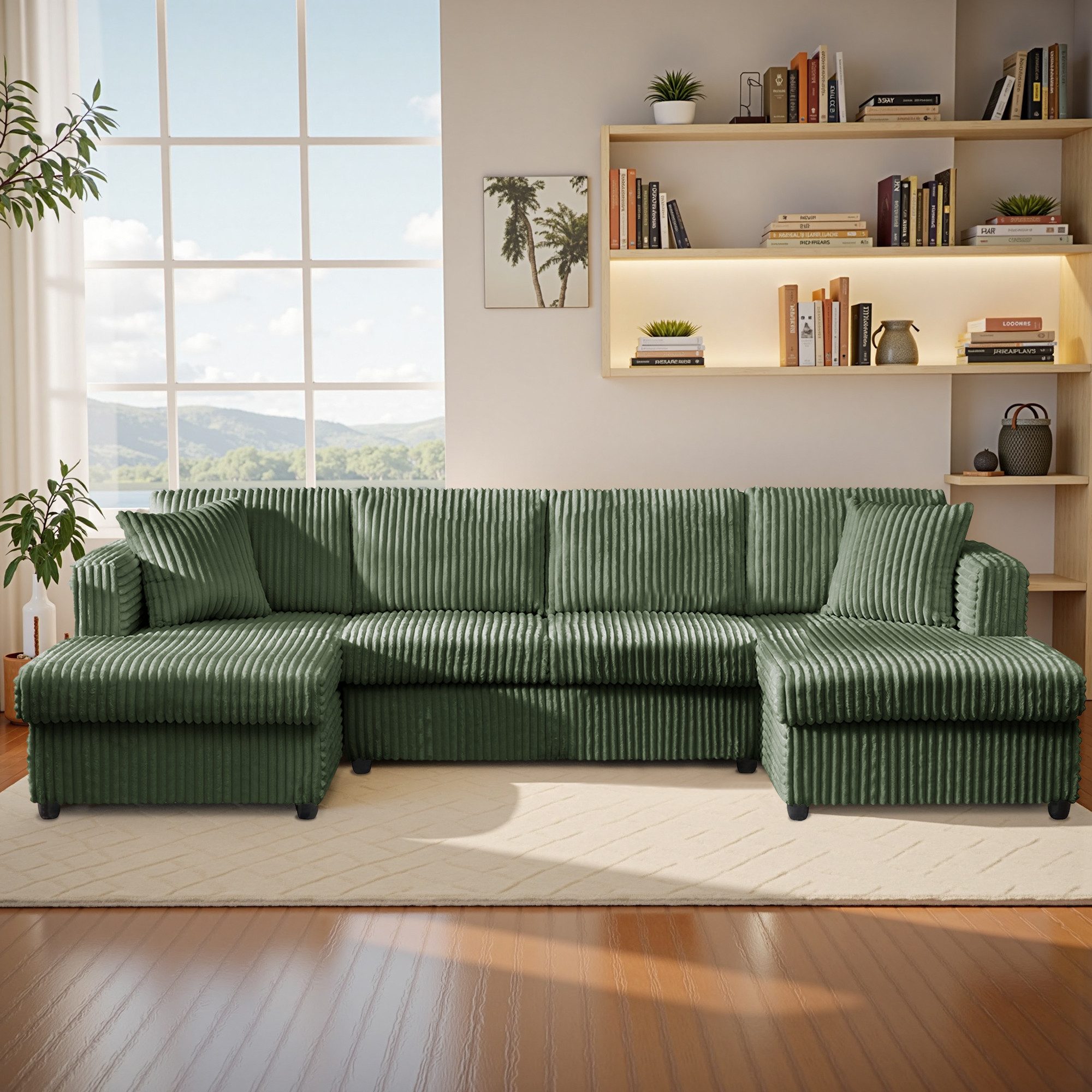 YHL Voyura Big-Sofa Ecksofa YHL Voyura U-Form grün - Corduroy, Wohnlandscha günstig online kaufen