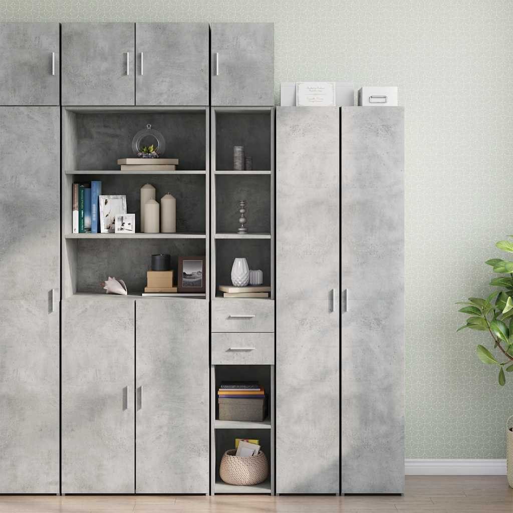 vidaXL Sideboard Hochschrank Schmal Betongrau 30x42,5x225 cm Holzwerkstoff (1 St)