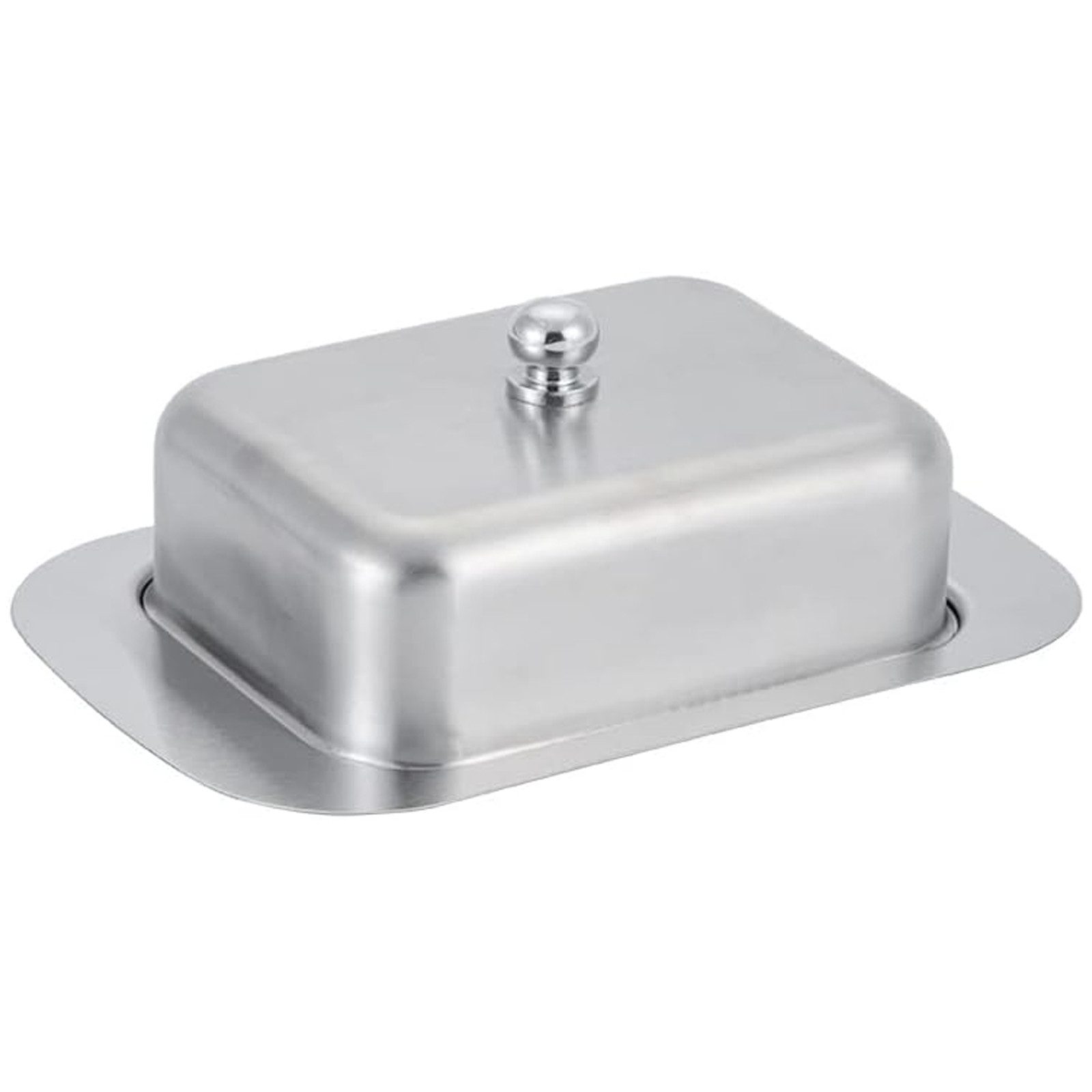 HAUSS SPOLE Butterdose Edelstahl Dessertschale Käsebrotbox mit Deckel Butterbehälter, Edelstahl, (Butterplatte Dessertteller 19 x 12.4 x 4.3 cm mit Griff, 1-tlg., Lebensmittelbehälter, mit Deckel, spülmaschinenfest, 250 g Butter), für Butter Kuchen Desserts Brot und kleinen Früchten Käse usw