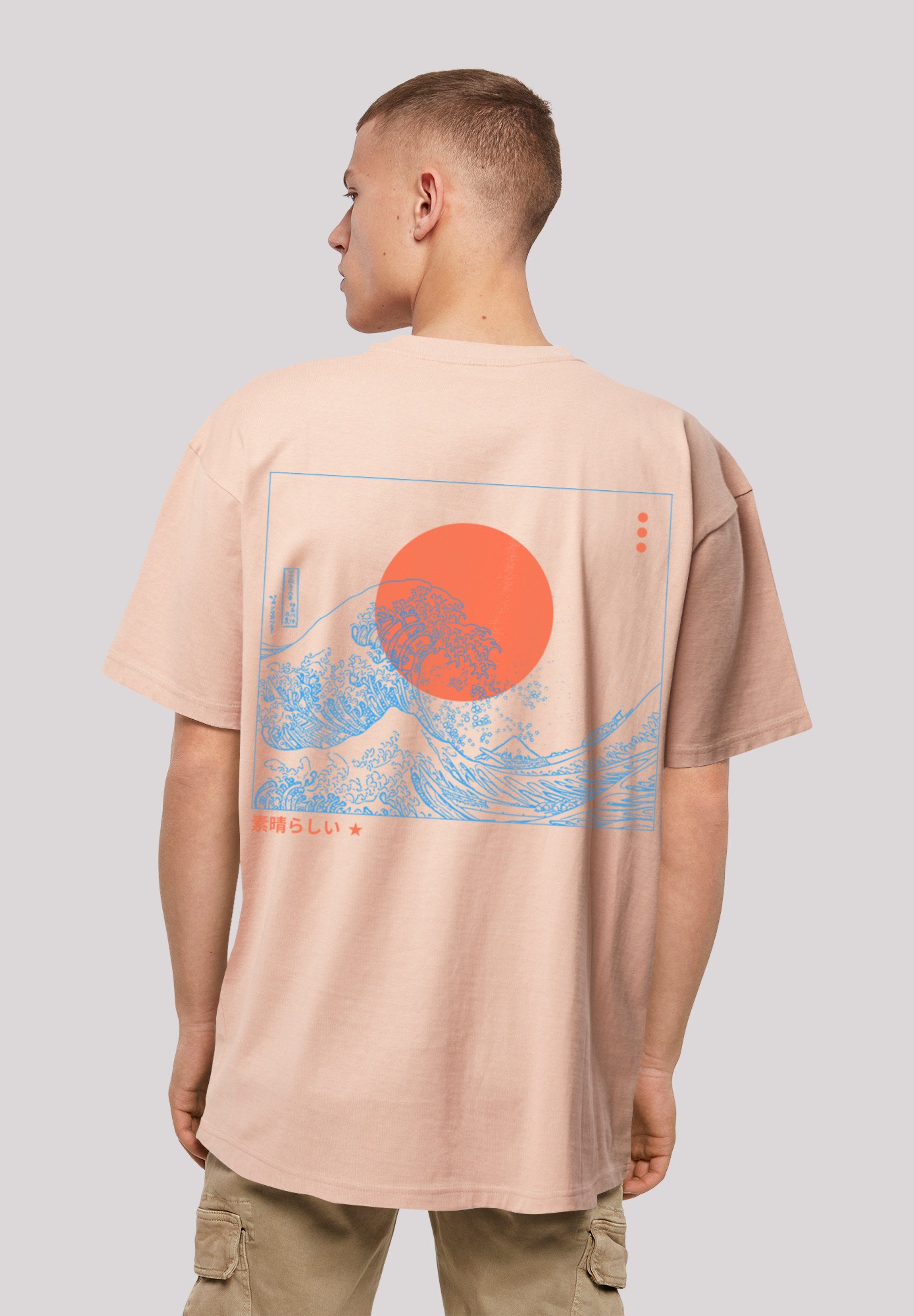 F4NT4STIC T-Shirt Kanagawa Welle Japan Print amber