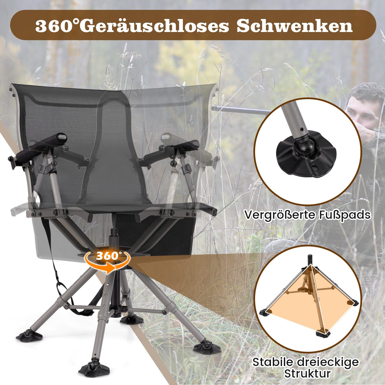 COSTWAY Campingstuhl, Jagdstuhl verstellbar