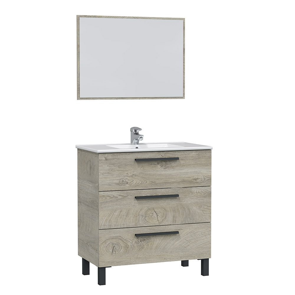 freiraum Waschbeckenunterschrank ATHENA in Alaska-Eiche - 80x86x45 (BxHxT) günstig online kaufen