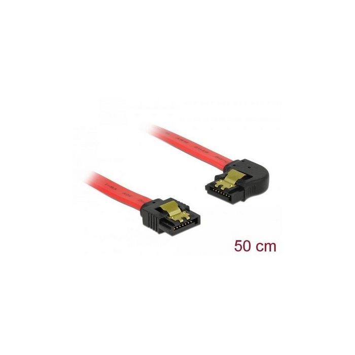 Delock SATA 6 Gb/s Kabel gerade auf links gewinkelt 50 cm rot Computer-Kabel