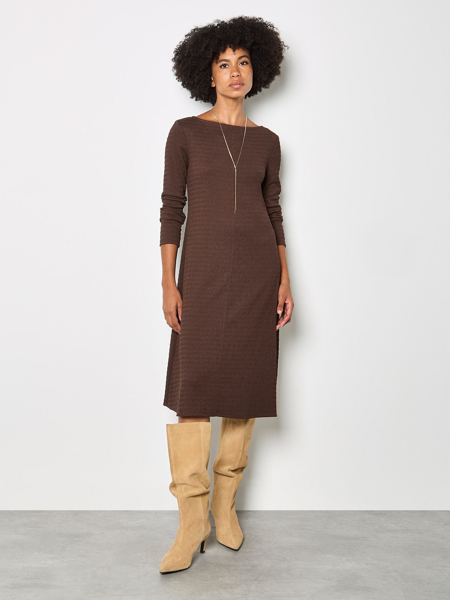 Apricot Midikleid Midi-Kleid aus strukturiertem Jersey günstig online kaufen
