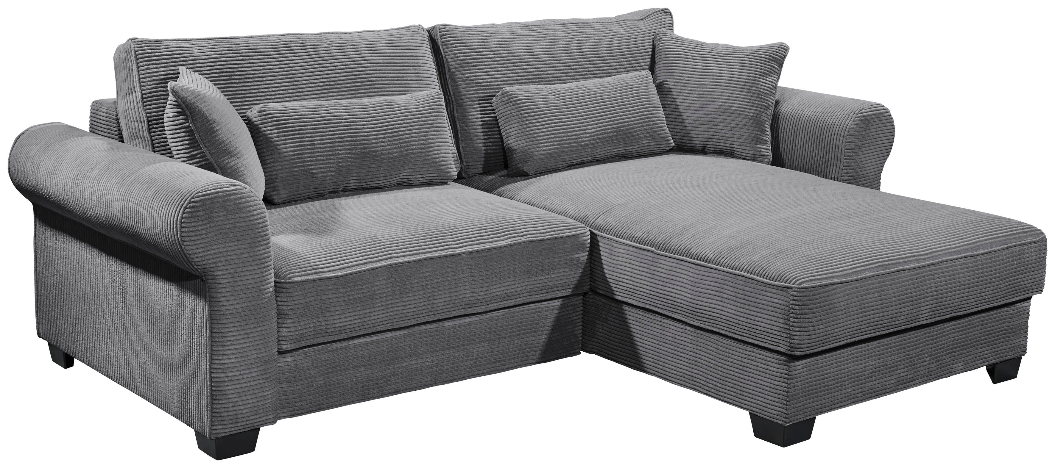 ED EXCITING DESIGN Ecksofa Angelina L-Form, mit Bettfunktion, Bettkasten & 4 Zierkissen