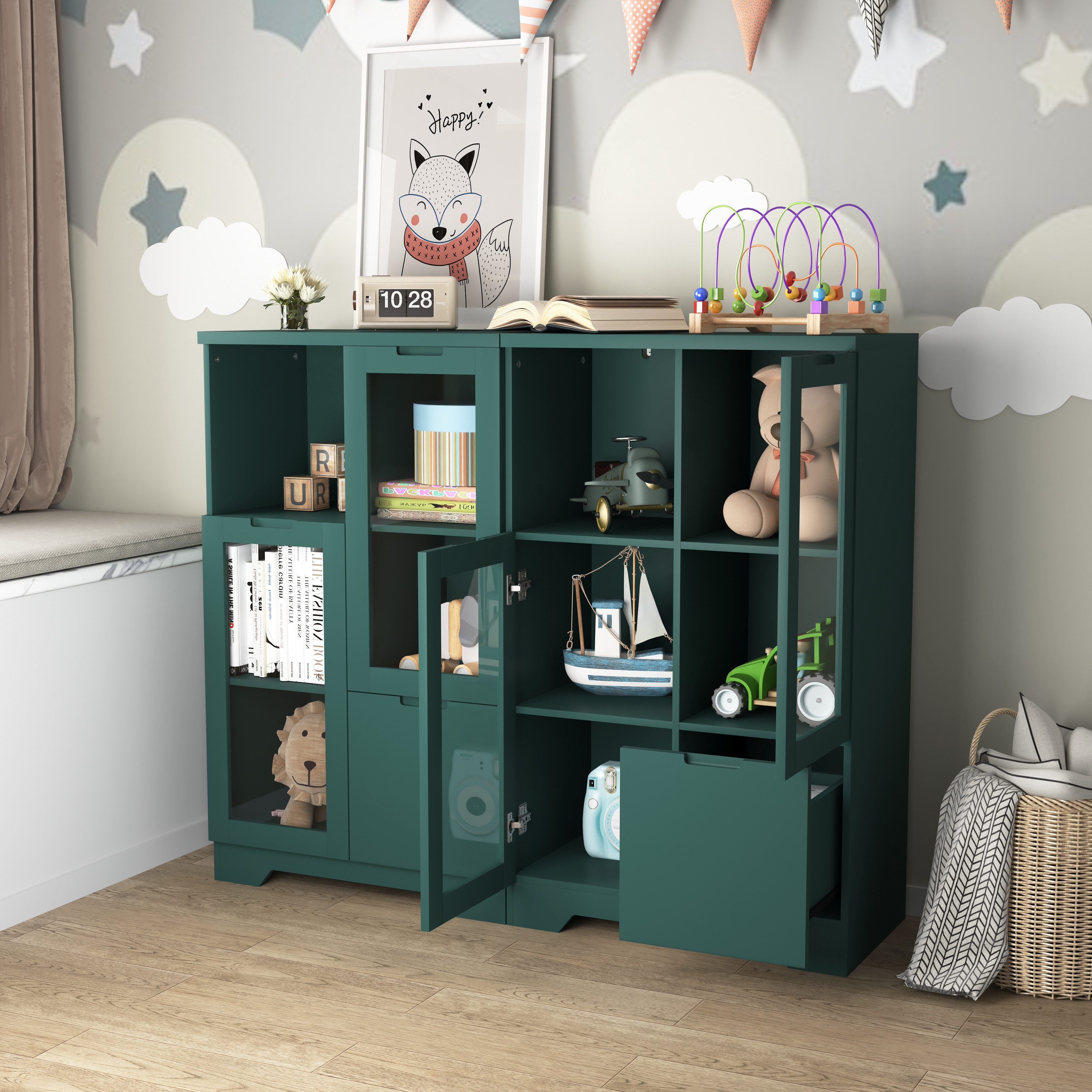 STILVORA Wandhängeschrank mit Schubladen,Aufwahrungschrank Kommode mit Glastür&Lagerfächern, Lackierter MDF-Schrank mit Glastüren & Schublade – Vielseitiger Stauraum, elegantes Design & pflegeleicht 1-tlg.