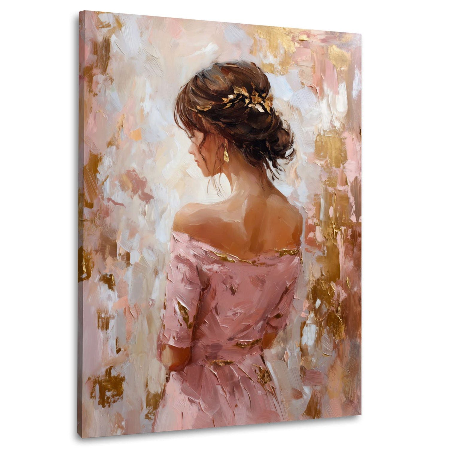 Artedinoi Leinwandbild Elegante Frau Rückenansicht rosa Leinwandbild Wandbild Kunstdruck XL D, Frau in Rückenansicht, rosa