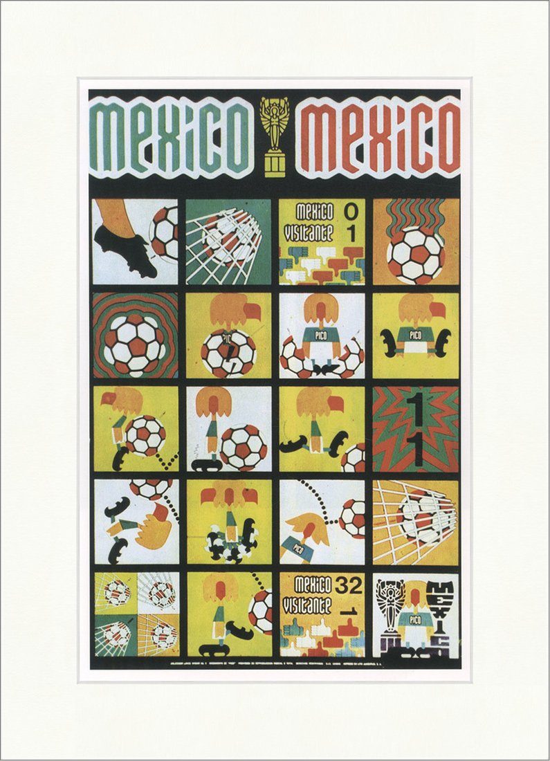 BillerAntik Kunstdruck Mexico 1970 World Cup Weltmeisterschaft Plakat Pokal Kunstdruck Plakat, (1 St)