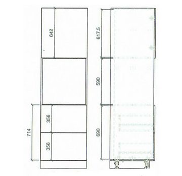 Feldmann-Wohnen Küchenzeile Treviso, 370 + 120cm weiß Fronten Halifax Eiche - schwarz matt / weiß Hochglanz