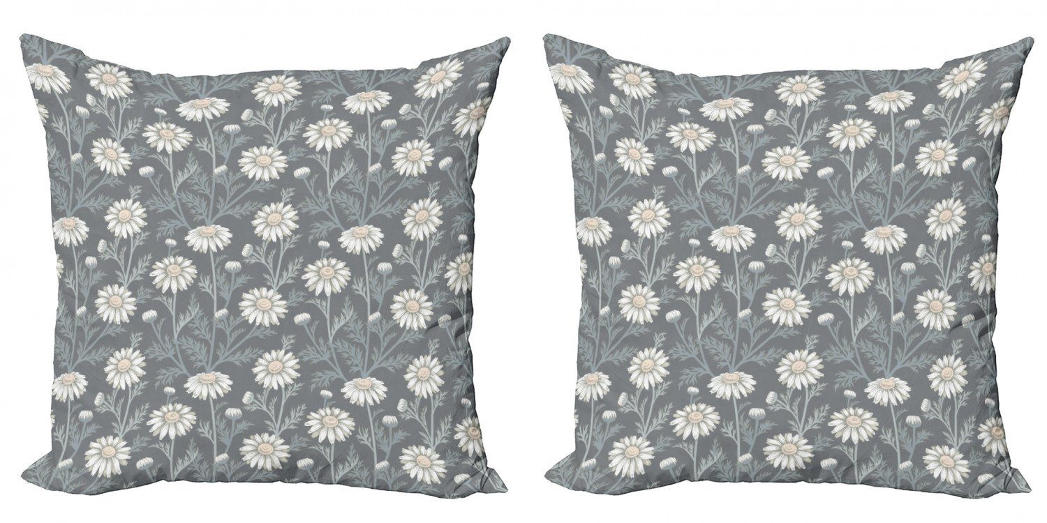 Abakuhaus Doppelseitiger im (2 Blumen Kissenbezüge Digitaldruck, Accent Garten Stück), Gänseblümchen-Blumenblätter Modern