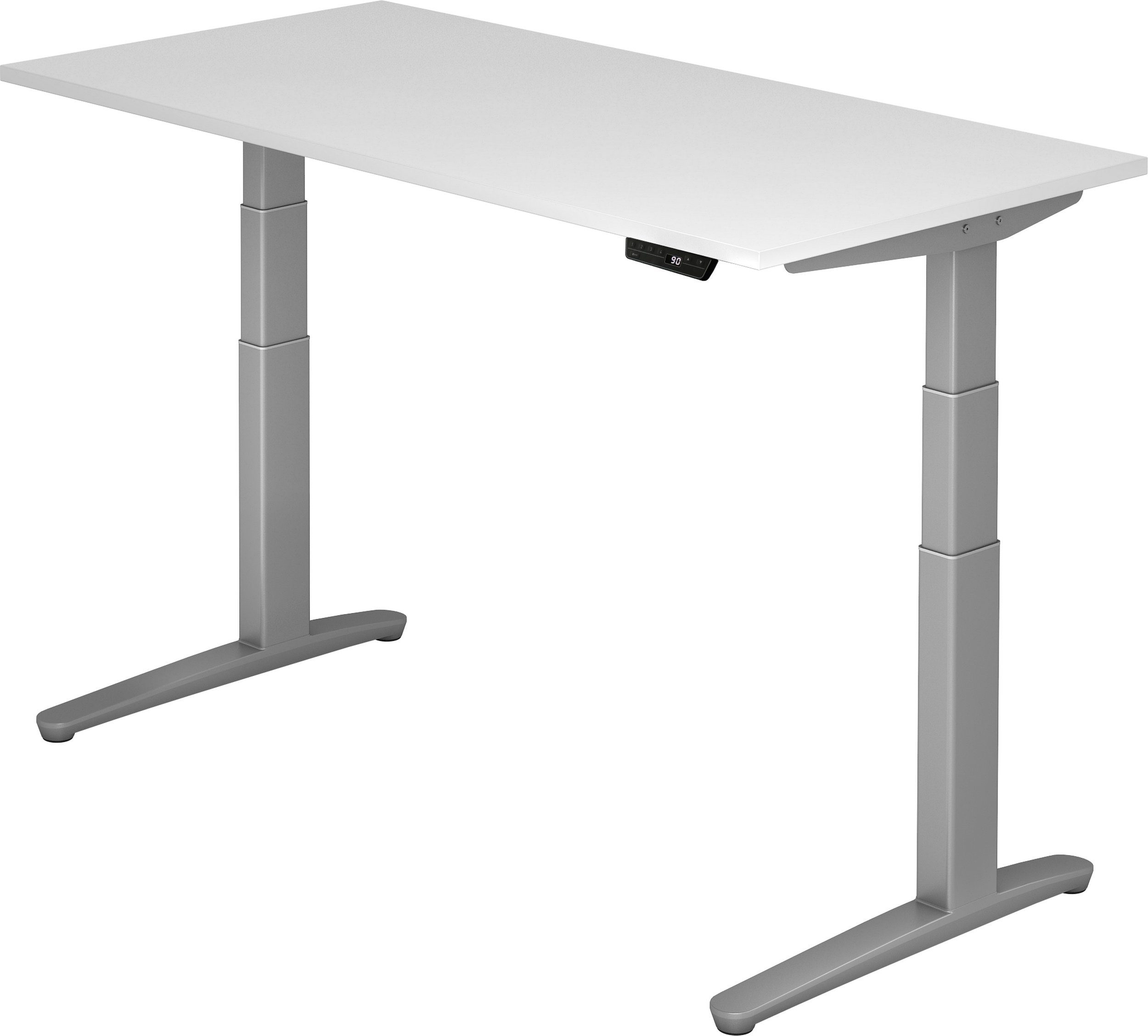 80 cm Weiß elektrisch Silber 160 - Schreibtisch Schreibtisch - bümö XBHM, x Gestell: Rechteck: Dekor: