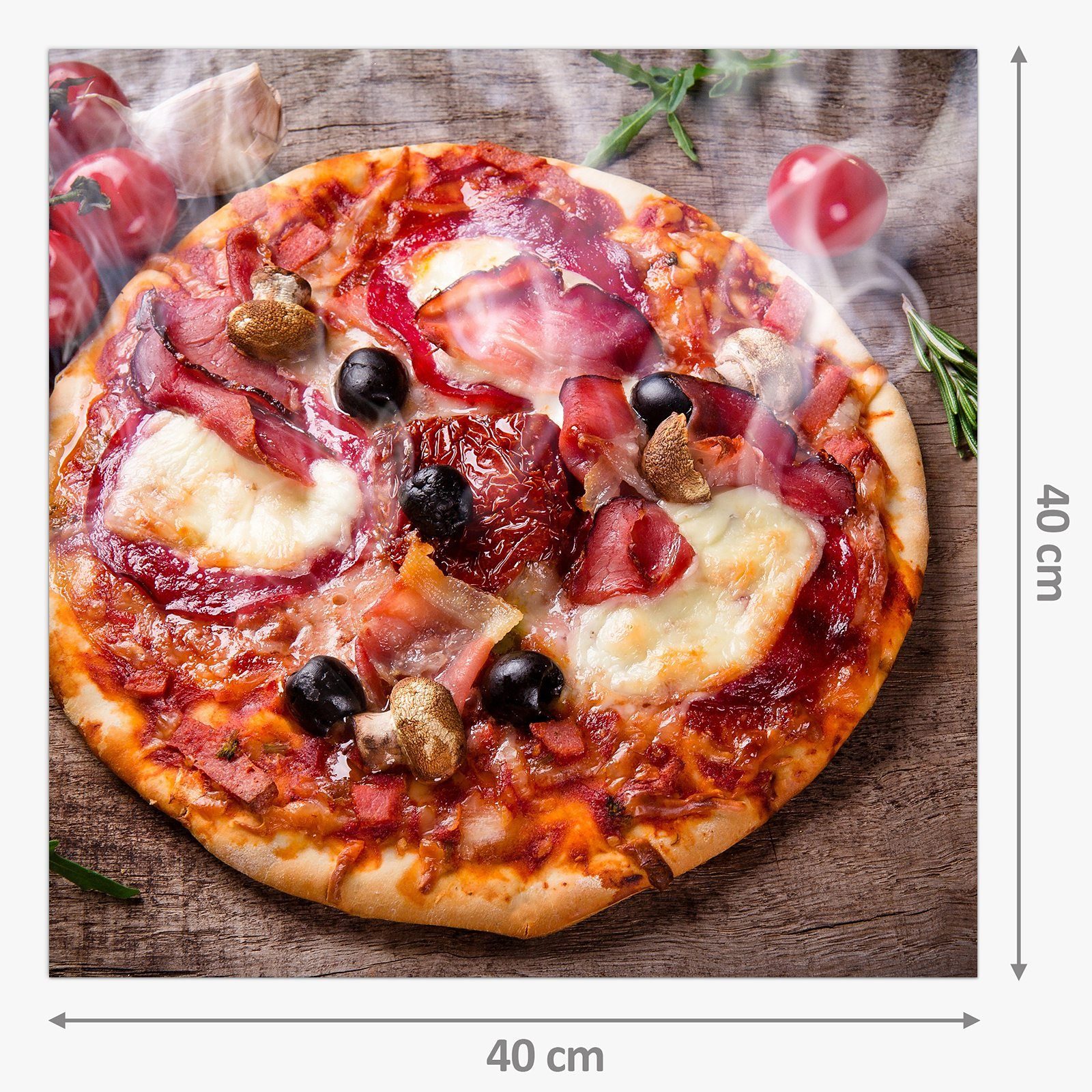 heisse Primedeco Glas Pizza Spritzschutz Küchenrückwand