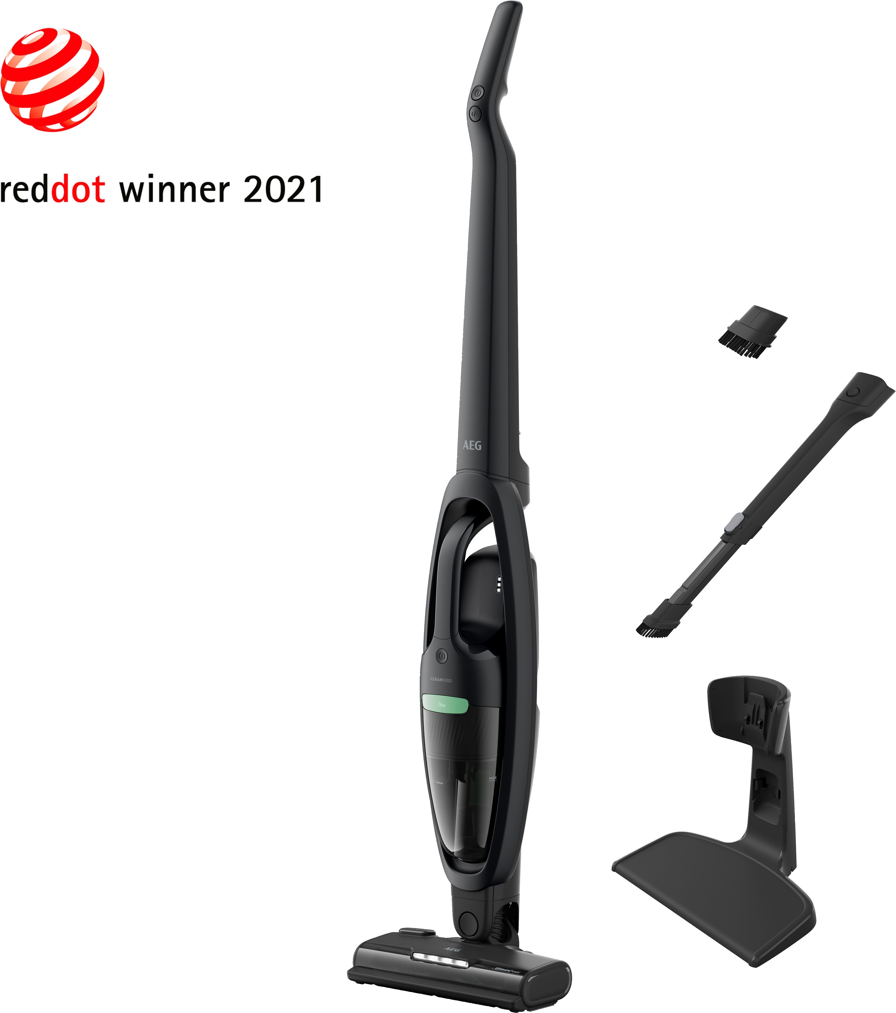 AEG Akku-Hand-und Stielstaubsauger CLEAN 5000 ÖKO (AS52B21OKO), beutellos, 2in1, leise 79 dB(A), 74 % Recyclingmaterial, bis zu 50 Min. Laufzeit