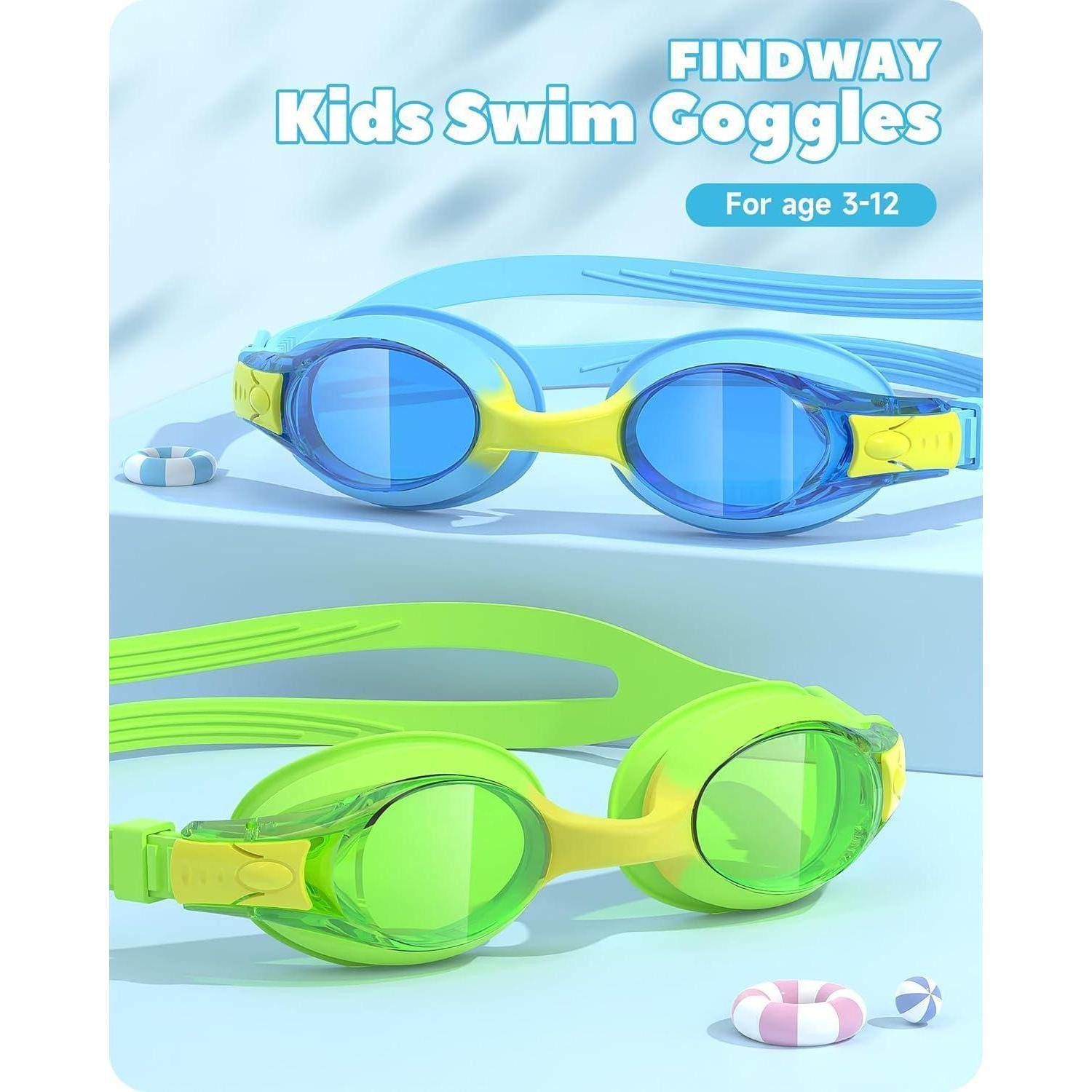LuxusKollektion Schwimmbrille Schwimmbrille Kinder Jungen Mädchen UV Schutz Blau + Grün
