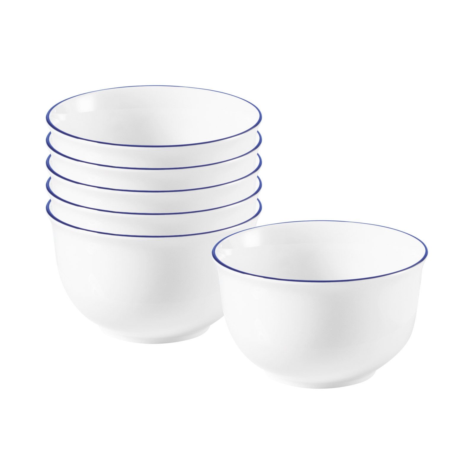 Seltmann Weiden Schale Compact Blaurand Müslischalen ø 12,7 cm 6er Set, Porzellan, (6x Schale, 6-tlg)