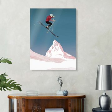 Posterlounge XXL-Wandbild Mantika Studio, Skifahrer beim Sprung, Illustration