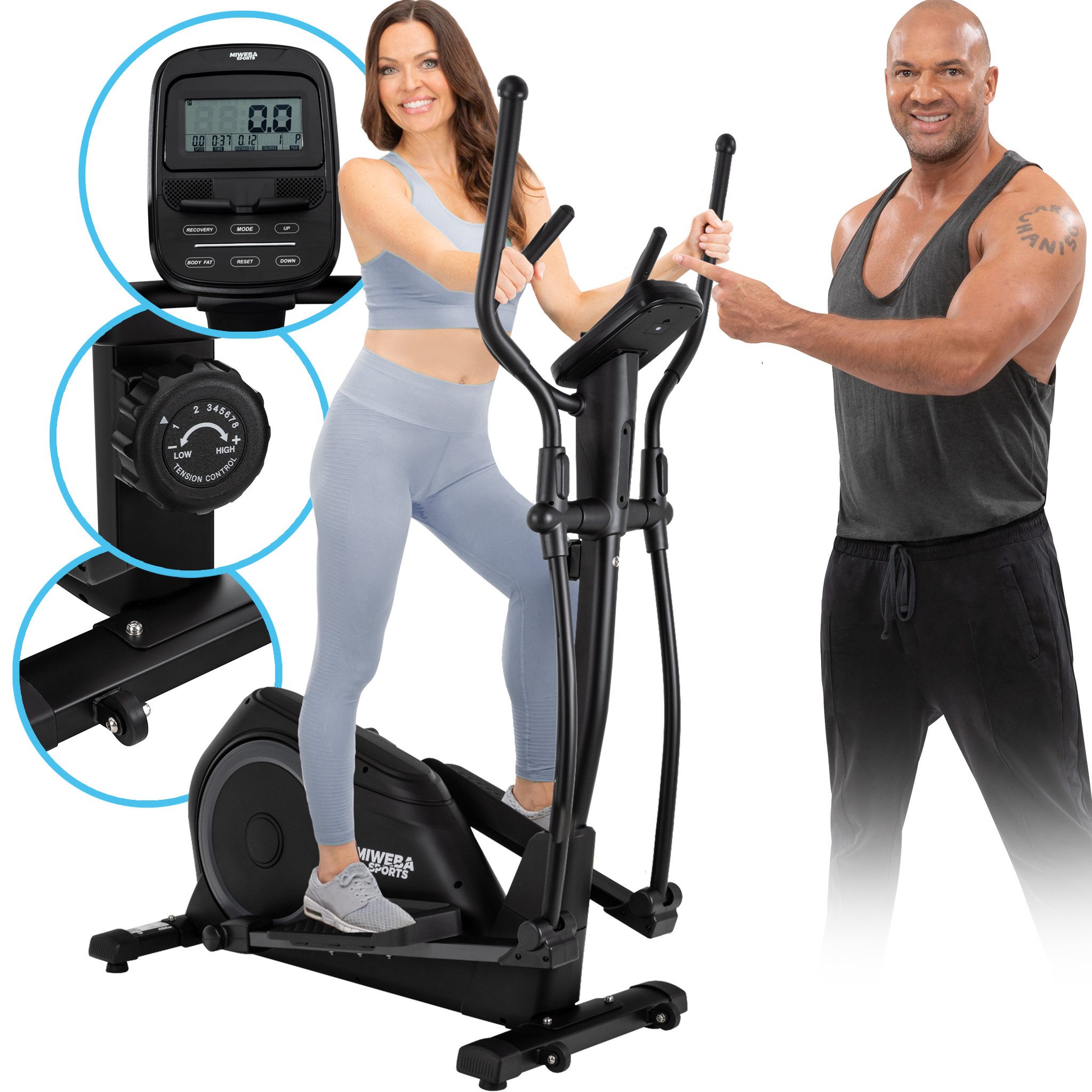 Miweba Sports Crosstrainer MC500 Heimtrainer (Crosstrainer für zu Hause leise, Ellipsentrainer, Heimtrainer, Stepper, Fitnessgerät, Heimtrainer, Crosstrainer, Ellipsentrainer), Heimtrainer mit Pulsmessung