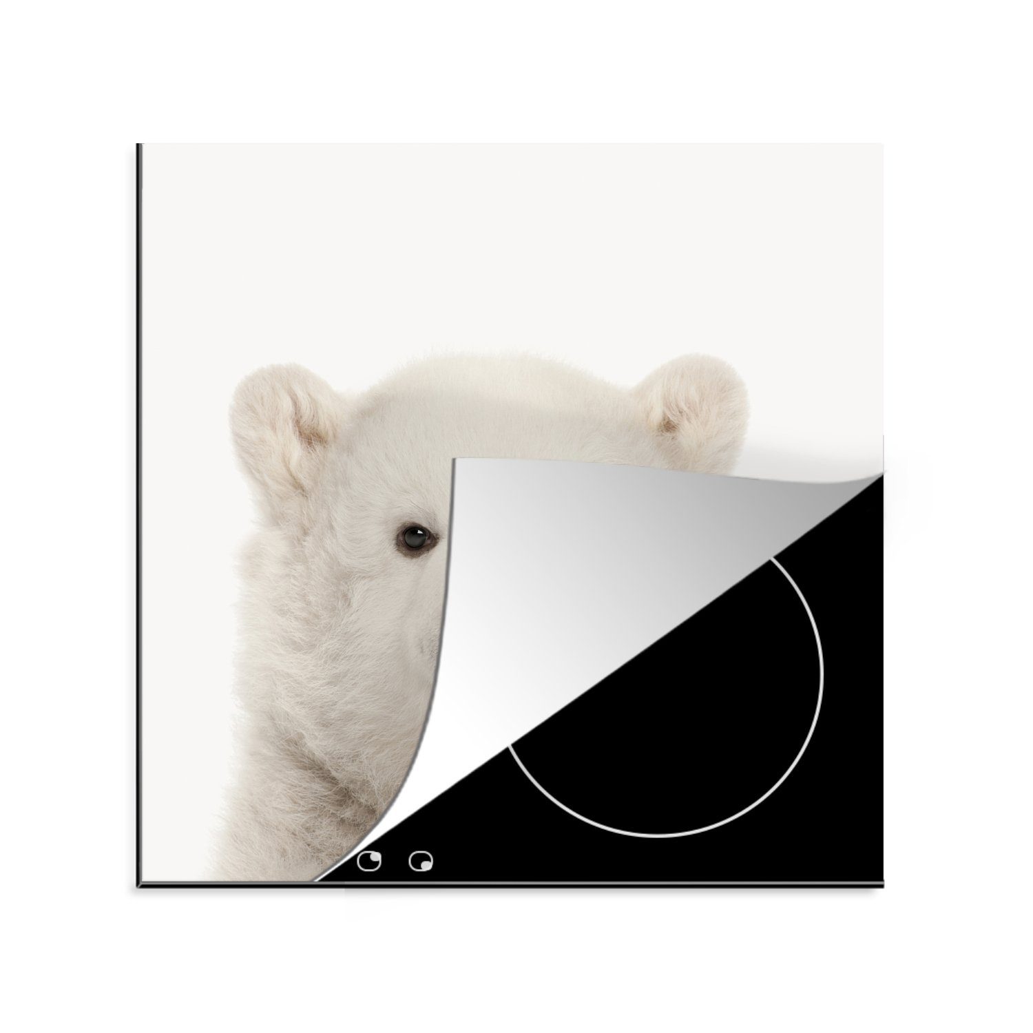 Eisbär Weiß, Arbeitsplatte - MuchoWow für Ceranfeldabdeckung, - tlg), küche (1 Herdblende-/Abdeckplatte Vinyl, cm, 78x78 Tiere