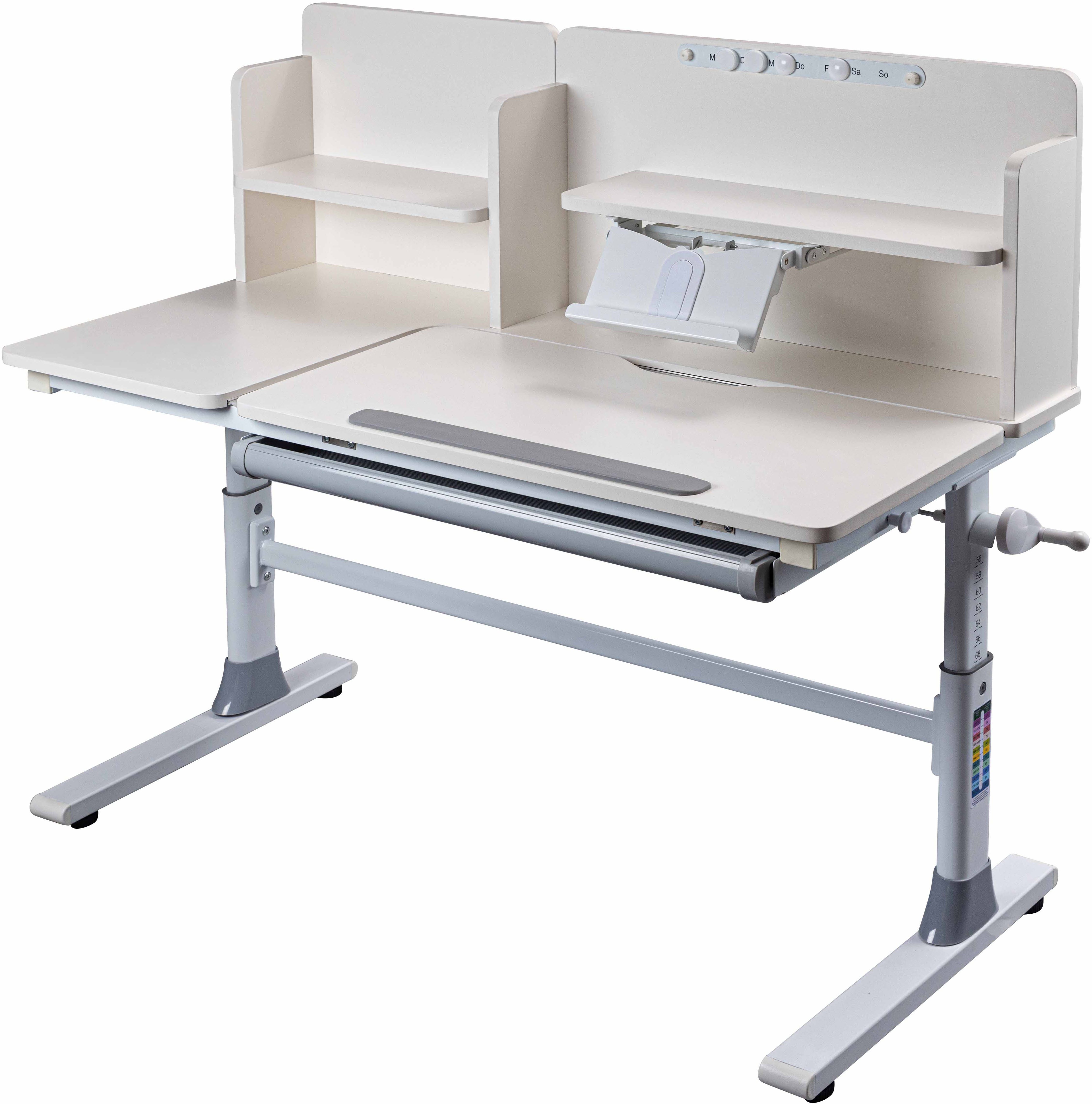 Inter Link Kinderschreibtisch Sören, höhenverstellbar & neigbar, ergonomisch, mit vielen Funktionen (1-St), Schülerschreibtisch mit Kurbel, 1 Schublade, BxTxH: 120x60x96-116 cm