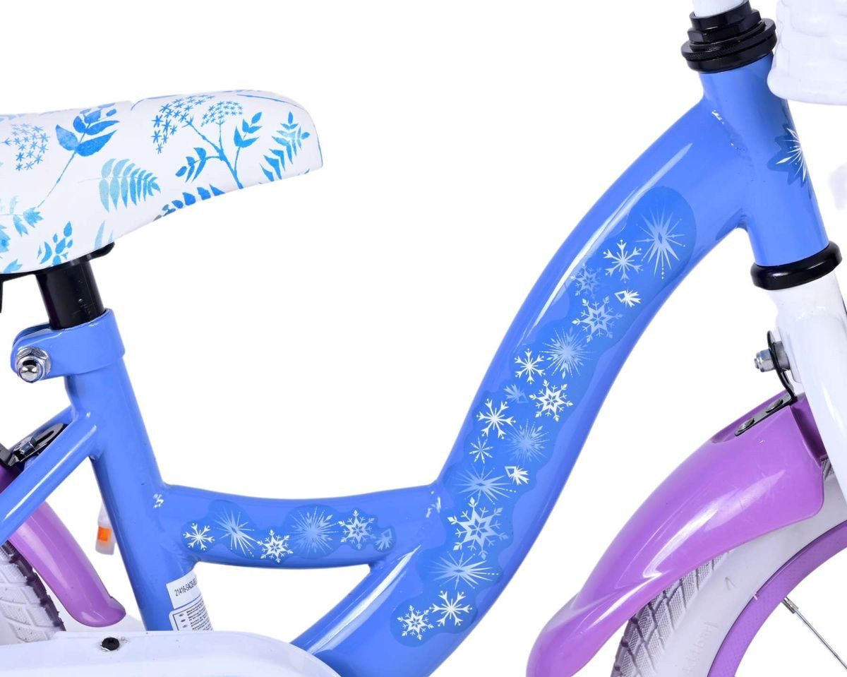 Volare Kinderfahrrad 14 Zoll Kinder Mädchen Fahrrad Rad Frozen 2 Eiskönigin Elsa 21416-SACB, 1 Gang, Rücktritt, Korb,Stützräder,Kettenschutz, Schutzbleche