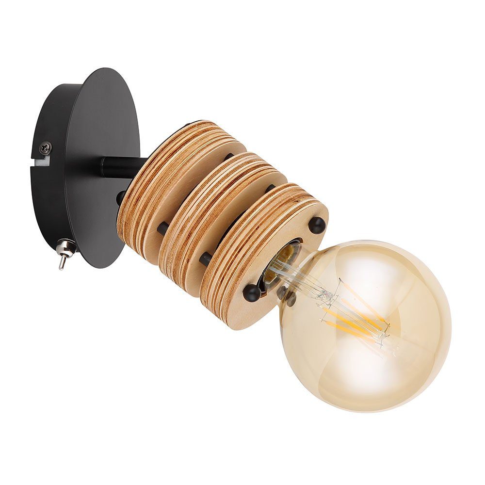 Wandleuchte, Holzlampe inklusive, Wandleuchte MDF etc-shop Leuchtmittel Landhausstil Wandlampe nicht Holz