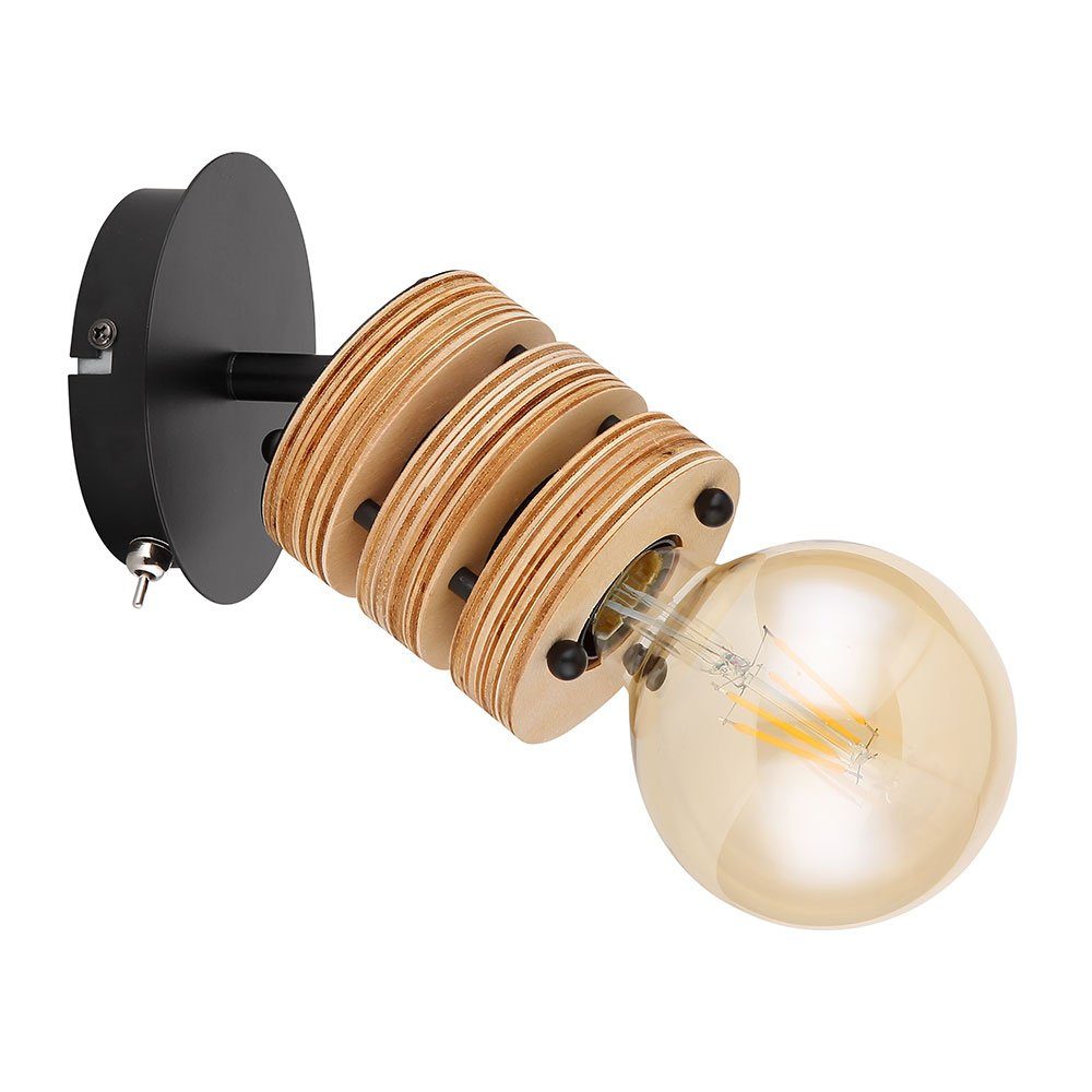 GLOBO LIGHTING Wandleuchte, Leuchtmittel nicht inklusive, Wandlampe Landhausstil MDF Holz Wandleuchte Holzlampe