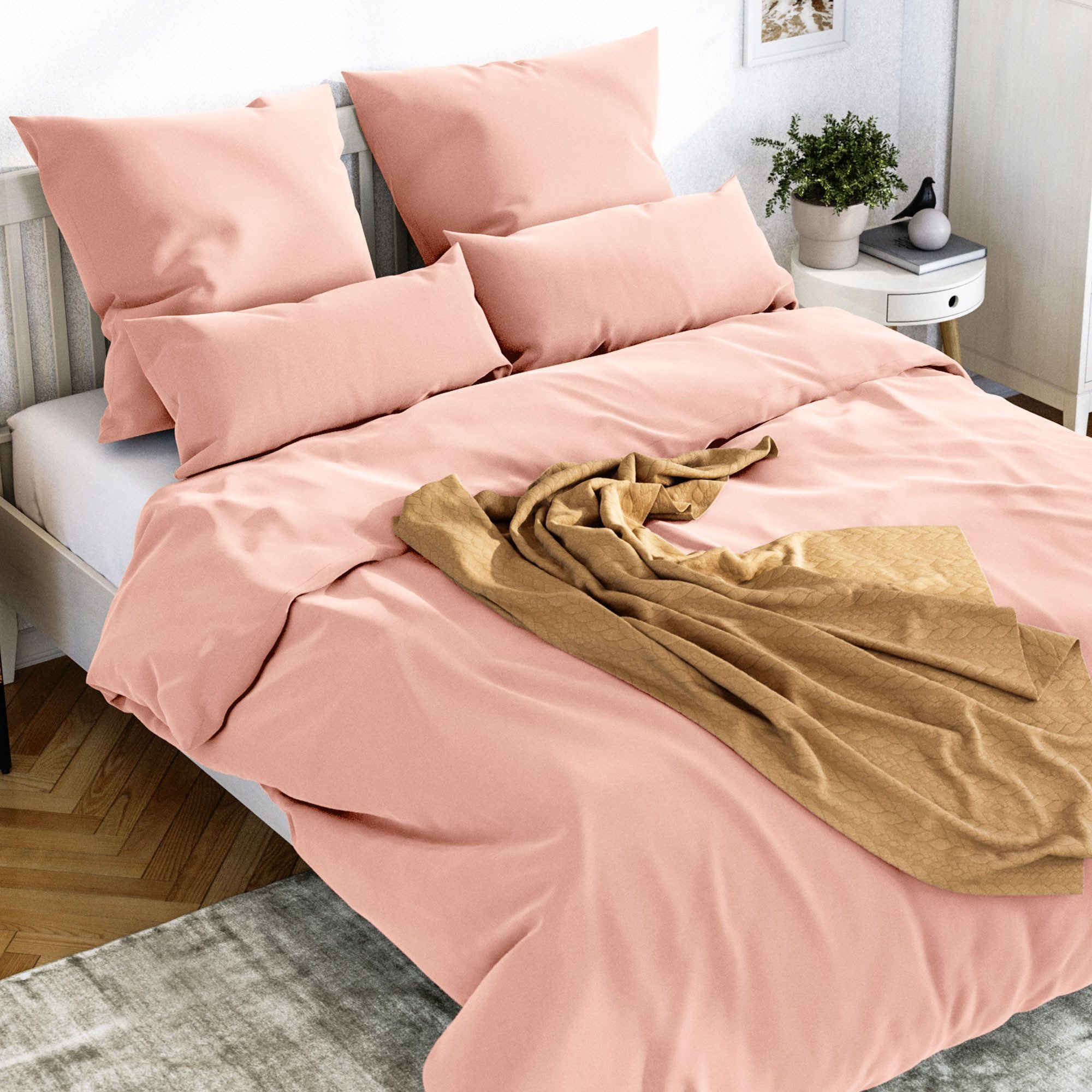 Wolkenfeld Bettwäsche Mako-Satin Baumwollsatin Sommerbettwäsche, Mako-Satin, 3 teilig, 135x200 cm, 155x220, 200x200 & Übergrößen I inkl. Kissenbezüge 80x80