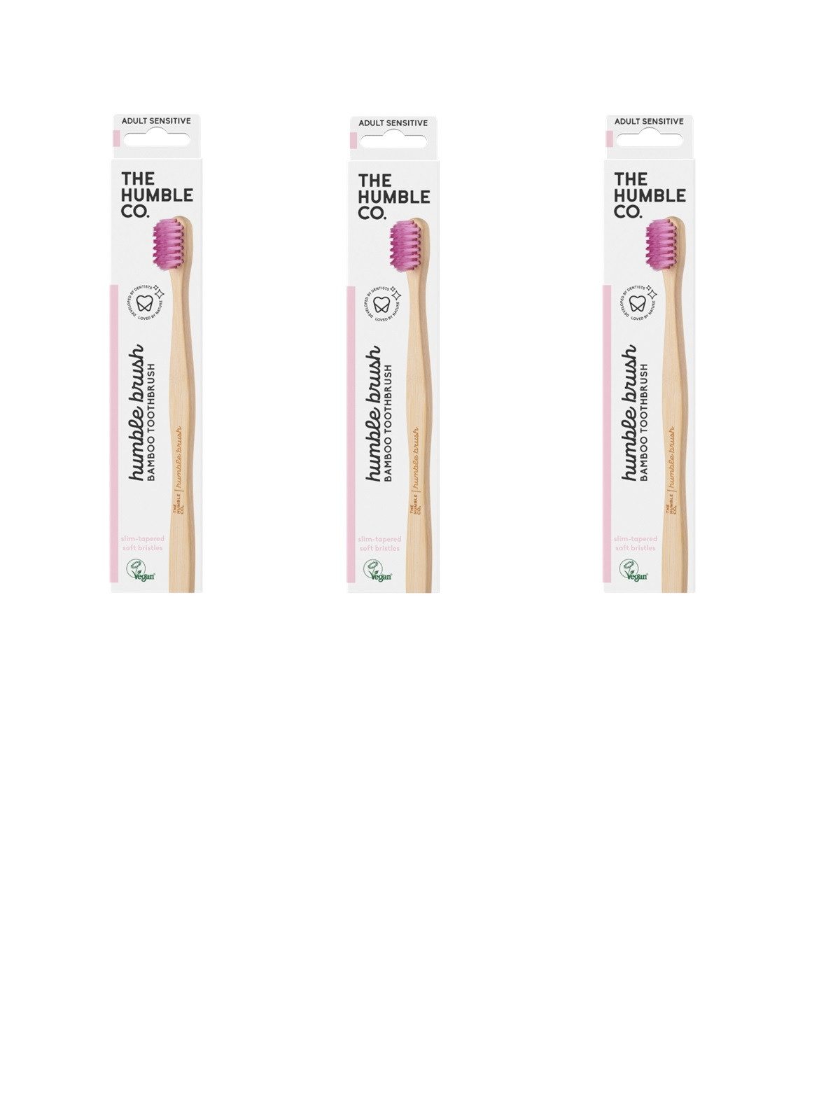 The Humble Co. Zahnbürste 3x Humble Brush Bambuszahnbürste sensitive - Lila
