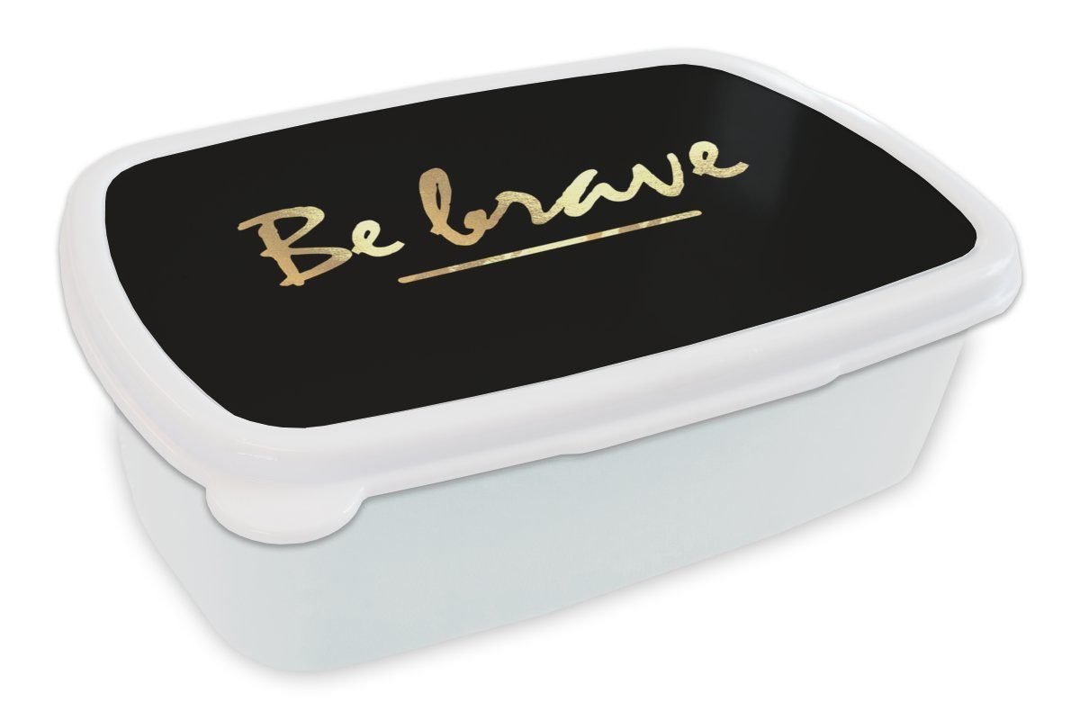 MuchoWow Lunchbox Zitate - Gold - Schwarz, Kunststoff, (2-tlg), Brotbox für Kinder und Erwachsene, Brotdose, für Jungs und Mädchen weiß