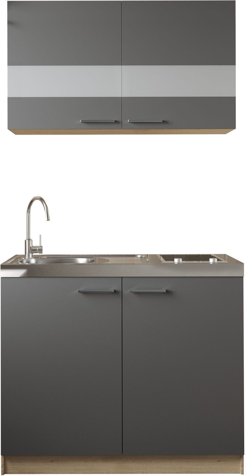 RESPEKTA Pantryküche Merle, Breite 100 cm, mit Soft-Close Funktion, Stangengriffe aus Metall