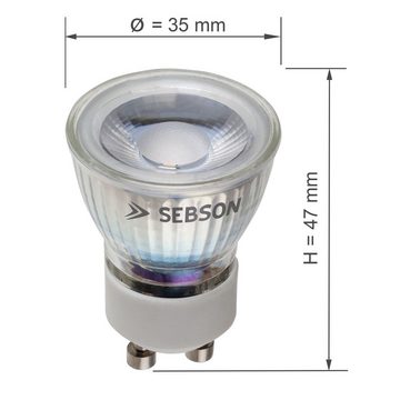 SEBSON LED-Leuchtmittel LED Lampe GU10 warmweiß 3W 35mm 250lm Spot 46° 230V - 10er Pack