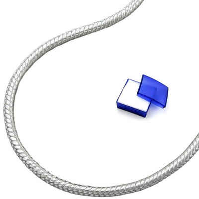 unbespielt Silberkette Halskette 1,5 mm Schlangenkette rund 925 Silber 60 cm inkl. Schmuckbox, Silberschmuck für Damen und Herren