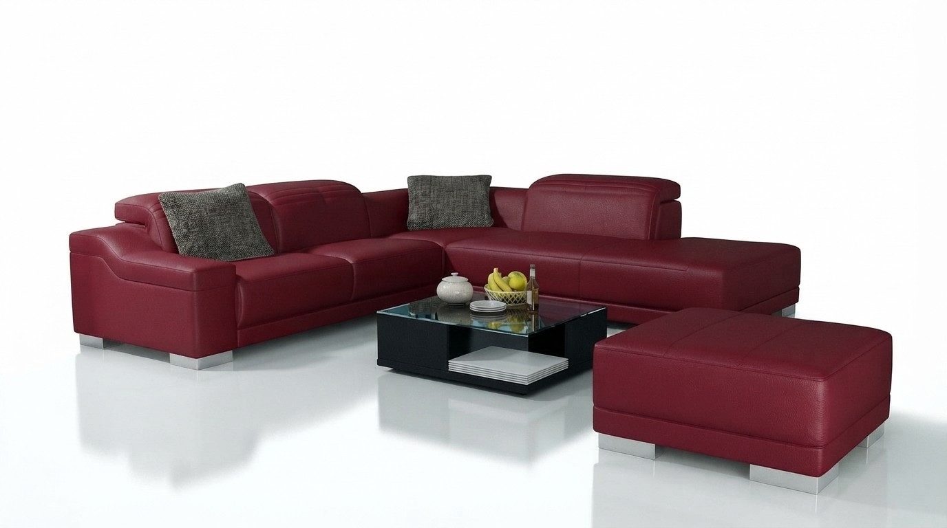 Xlmoebel Ecksofa Elegantes Designer-Sofa in L-Form mit hochwertiger Polsterung, Ecksofa mit Hocker 2 Teile, Hergestellt in Europa