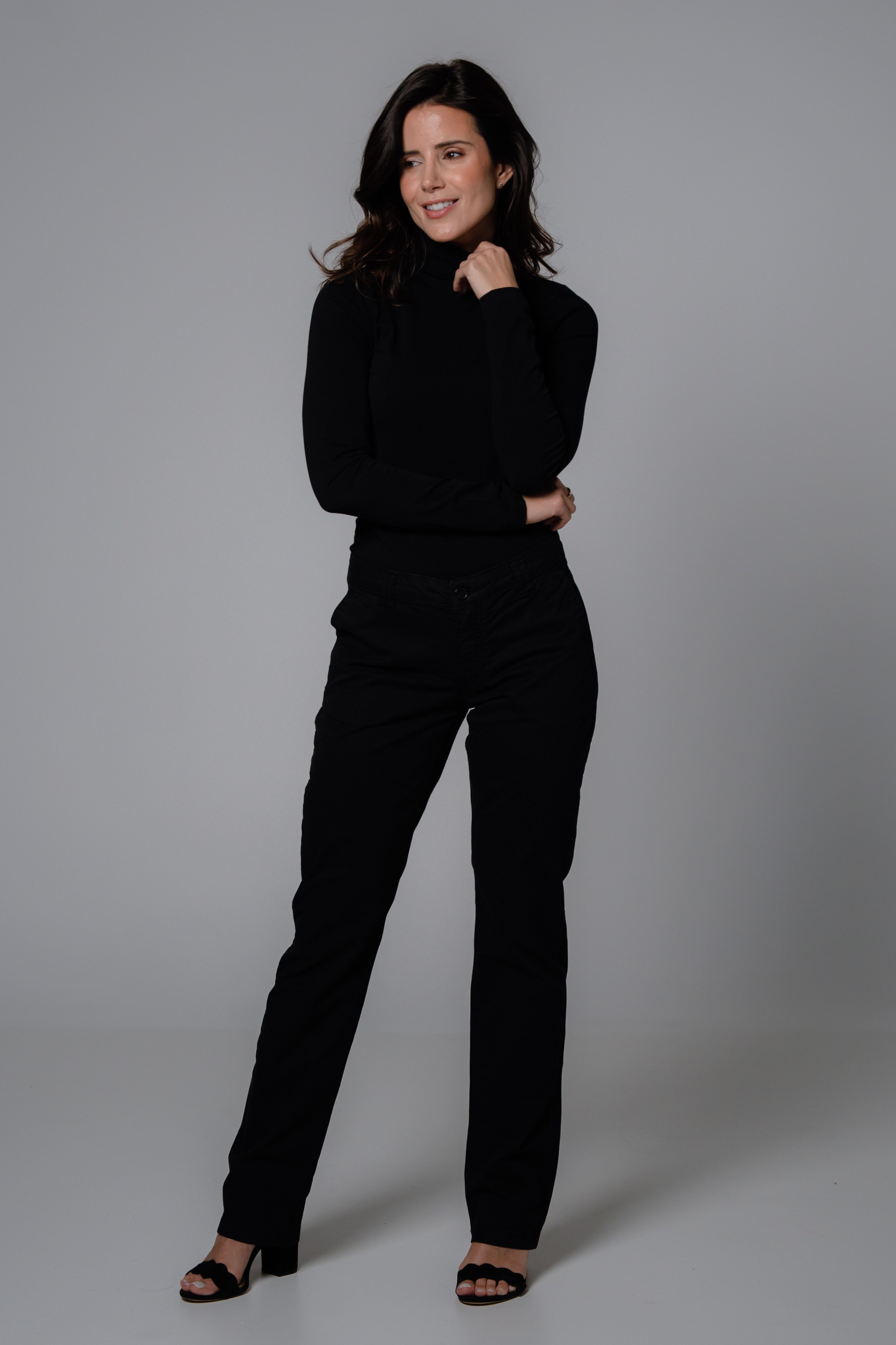 Chinohose fv-Lai:na, Chino, Slim Fit, Soft Cotton, Black