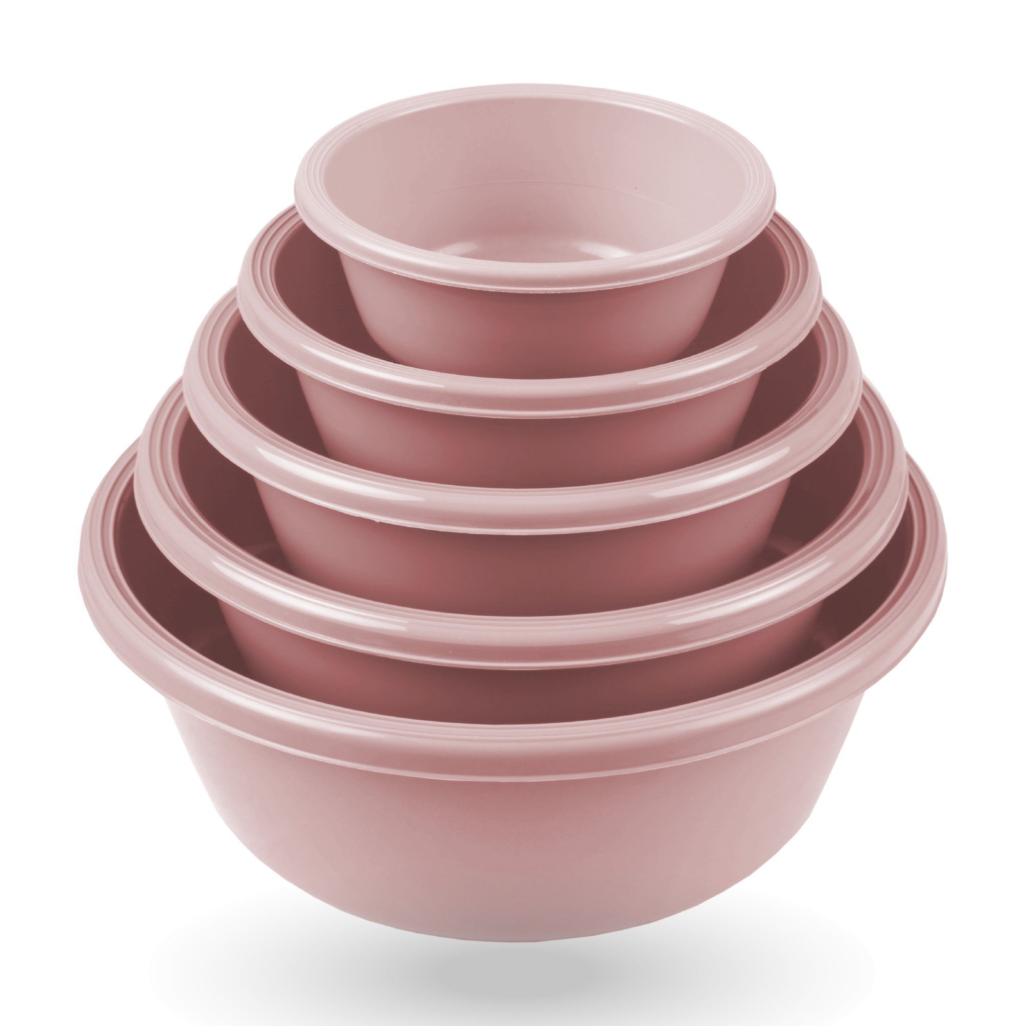 Pro Home Salatschüssel mehrteilig 0,7L/1,5L/2,5L/4,0L/6,0L, Kunststoff, (5er Set, 5-tlg), stapelbar, mikrowellengeeignet, spülmaschinenfest