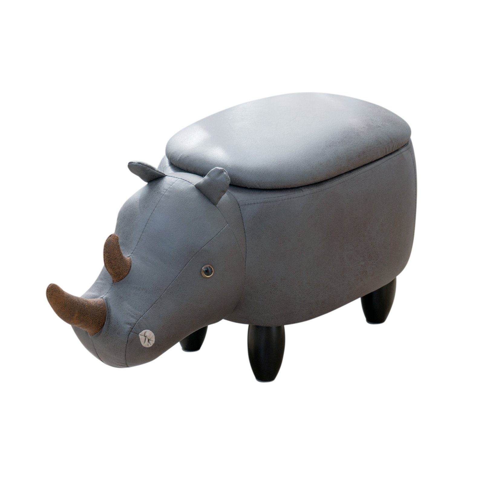 SVITA Kinderhocker Tierhocker, mit Stauraum, Sitzhocker, Sitztruhe, Nashorn